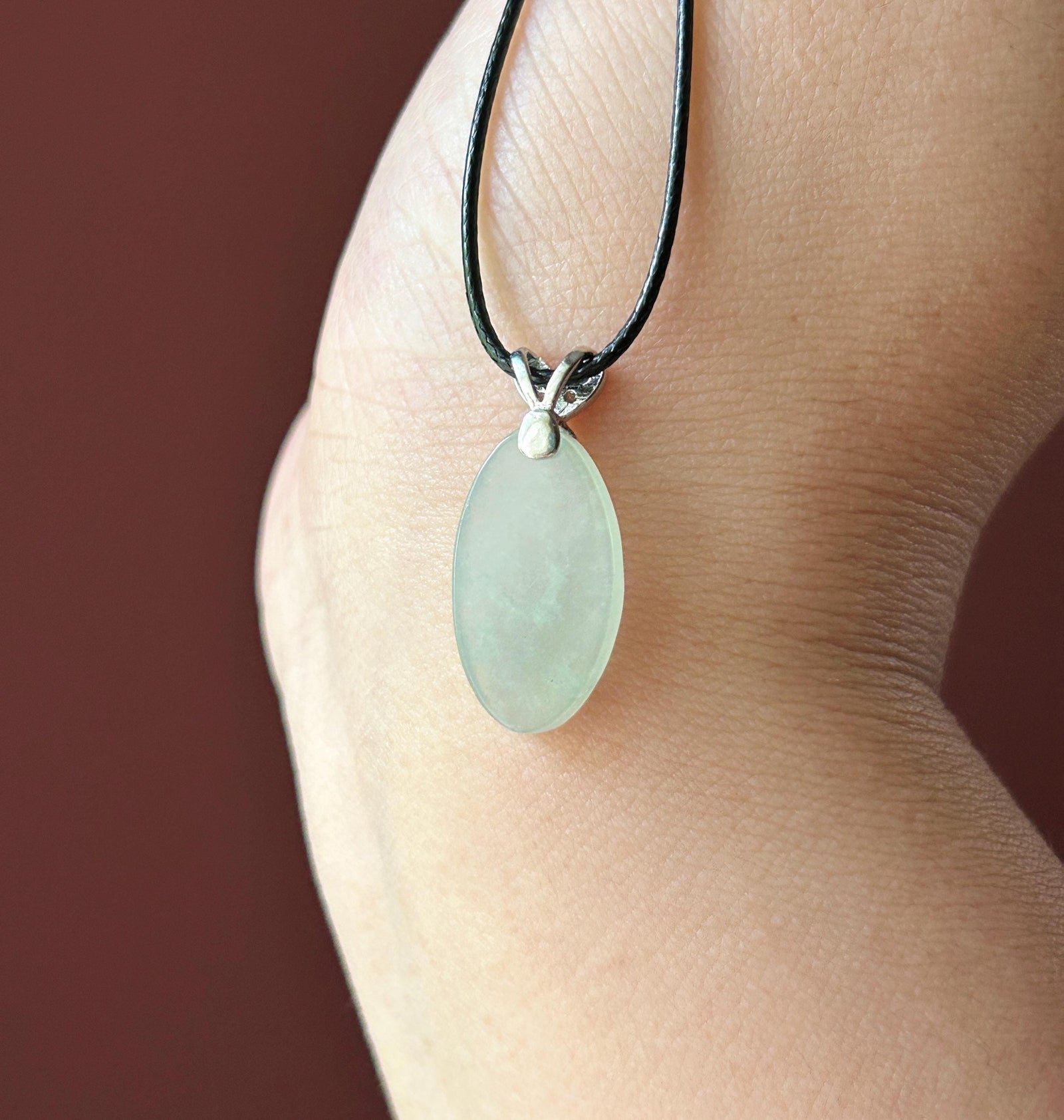 Natural Jadeite Peace Plaque Pendant| Sterling Silver Bail| Burmese Type A Translucent Icy Pale Green or Icy White Jade