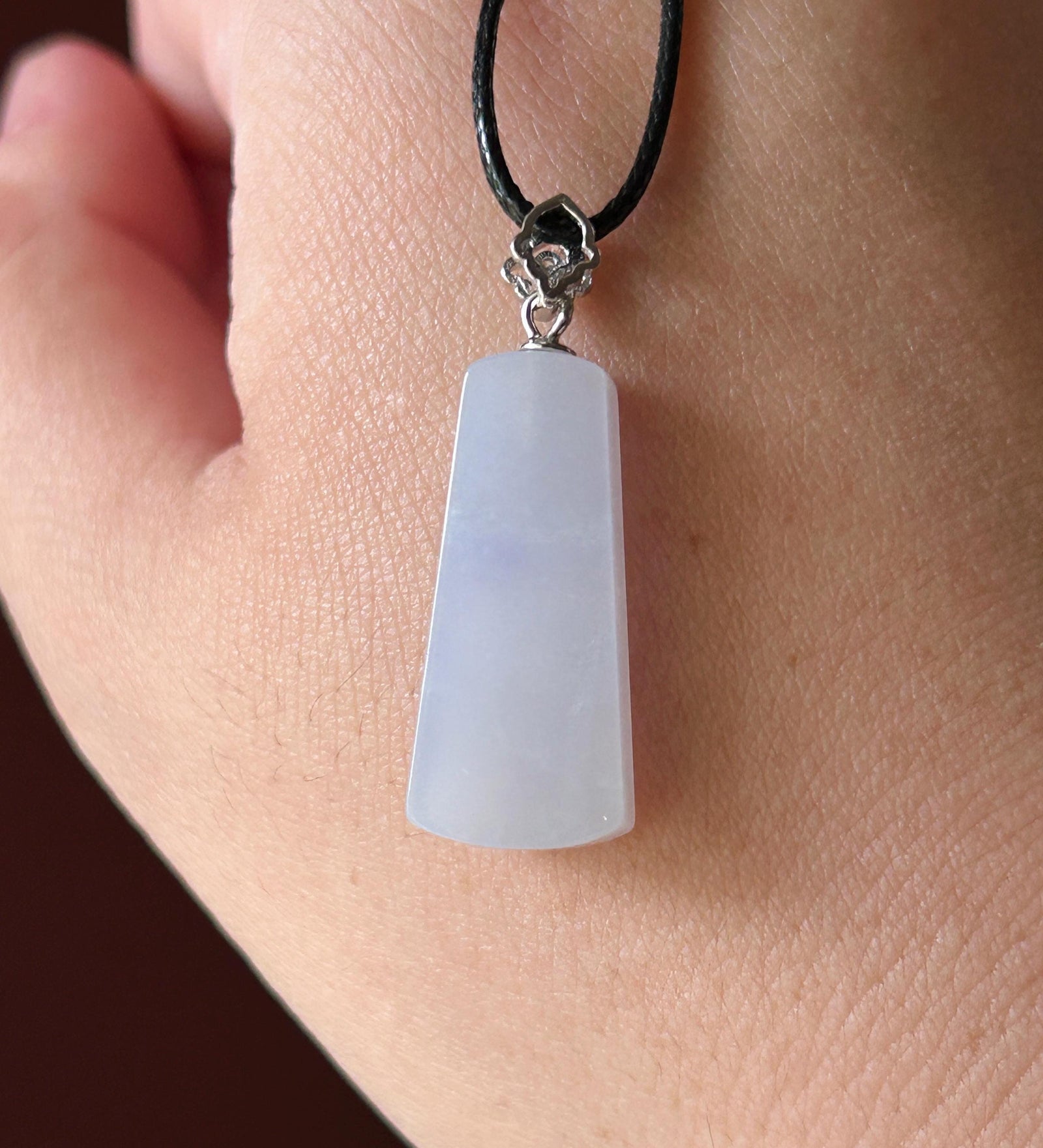Certified Natural Jadeite Peace Plaque Pendant| Sterling Silver Bail| Burmese Type A Translucent Icy Lavender Jade