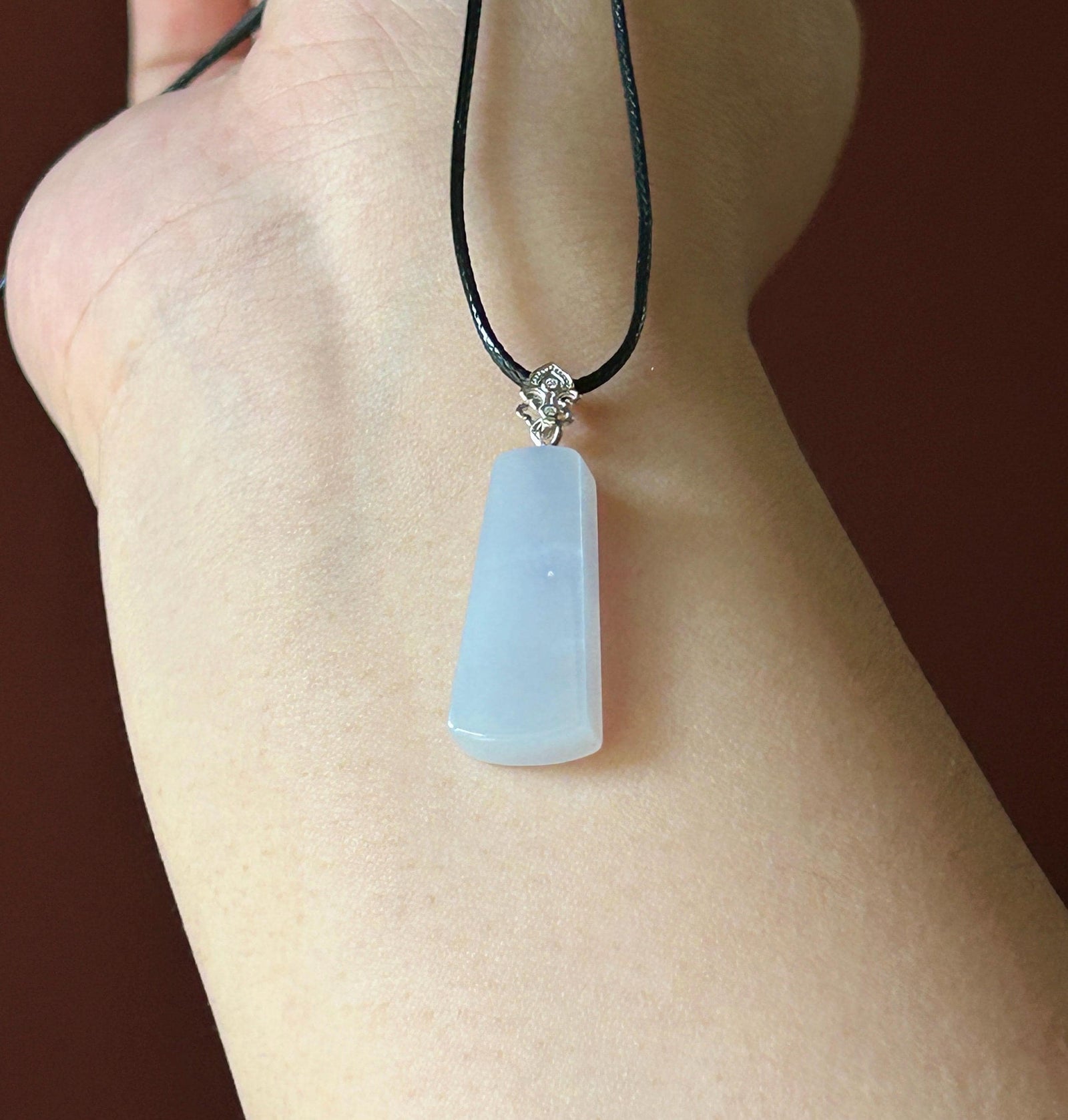 Certified Natural Jadeite Peace Plaque Pendant| Sterling Silver Bail| Burmese Type A Translucent Icy Lavender Jade