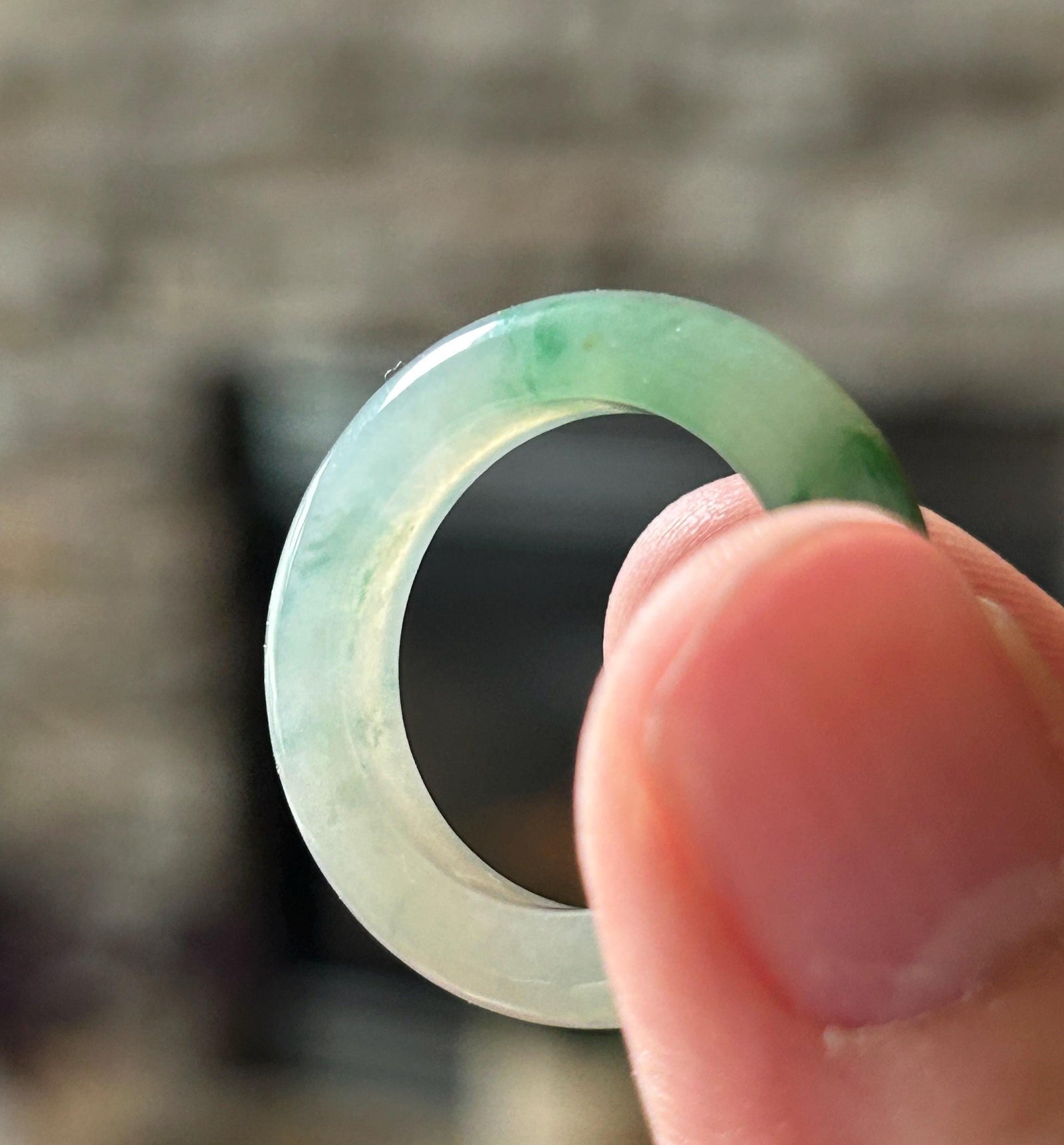 Certified Natural Jadeite Ring Band | Burmese Type A Highly Translucent Icy Glutinous Vivid Green Floral Color | US Size 7