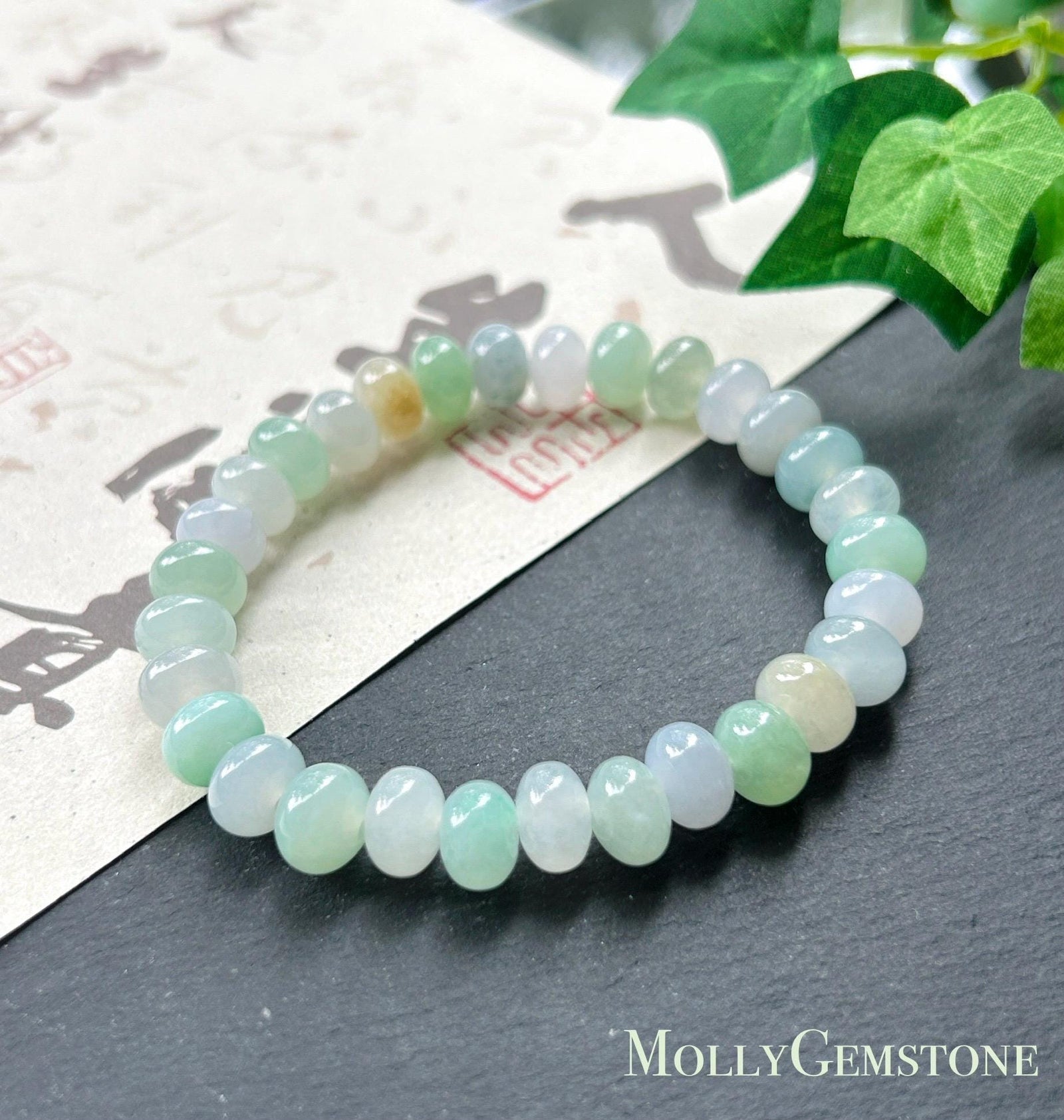 Natural Jadeite Beaded Bracelet – Burmese Type A Translucent Icy Pastel Multicolor Jade, 8.5mm, Minimalist Jewelry