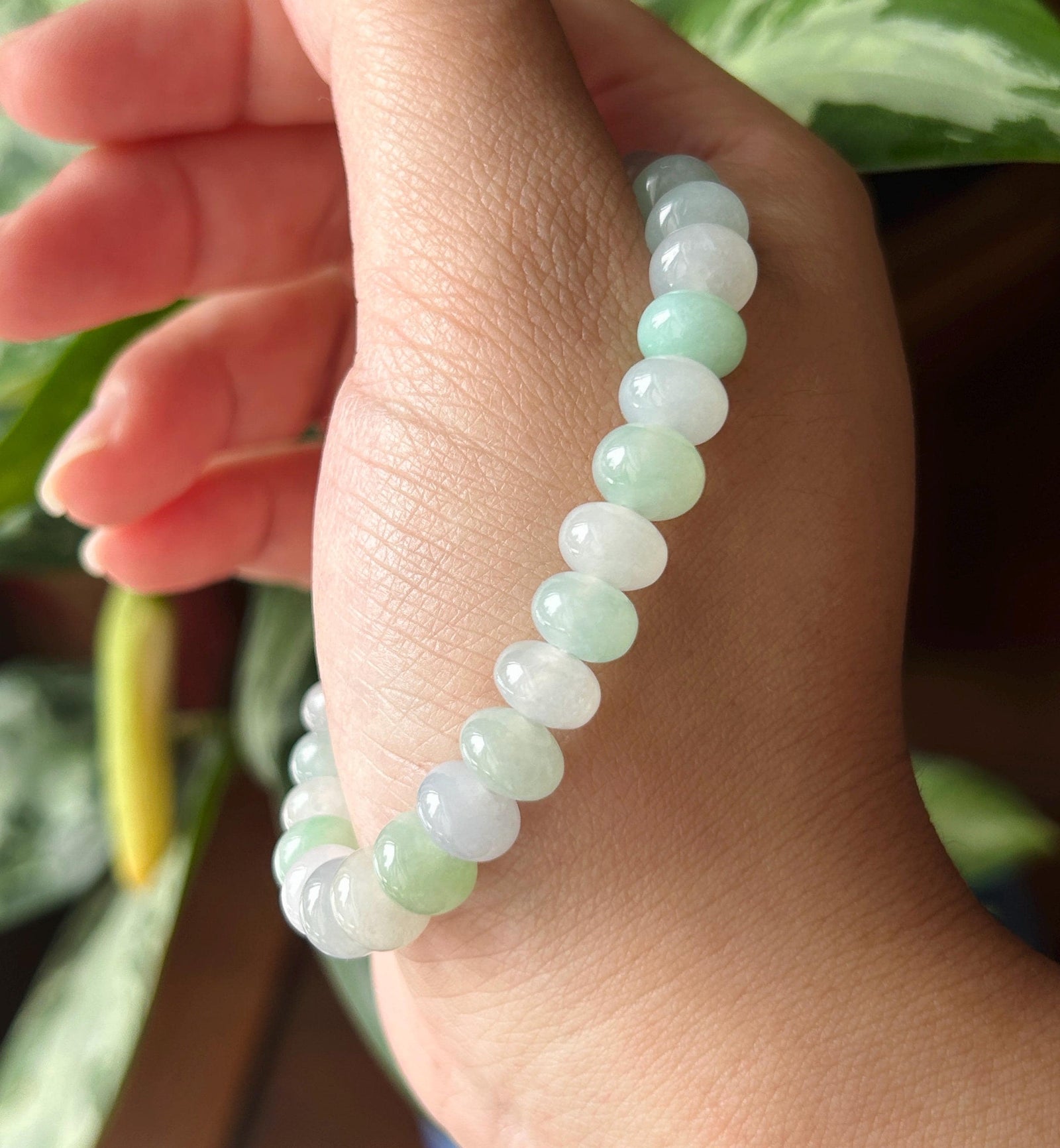 Natural Jadeite Beaded Bracelet – Burmese Type A Translucent Icy Pastel Multicolor Jade, 8.5mm, Minimalist Jewelry