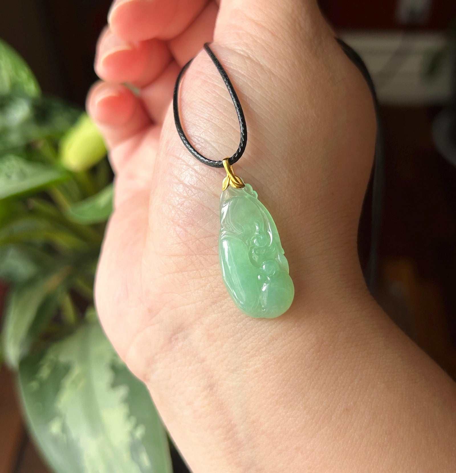 Certified Natural Jadeite RuYi Pendant | Burmese Type A Highly Translucent Icy Gelatinous Apple Green Jade, 18k Solid Gold