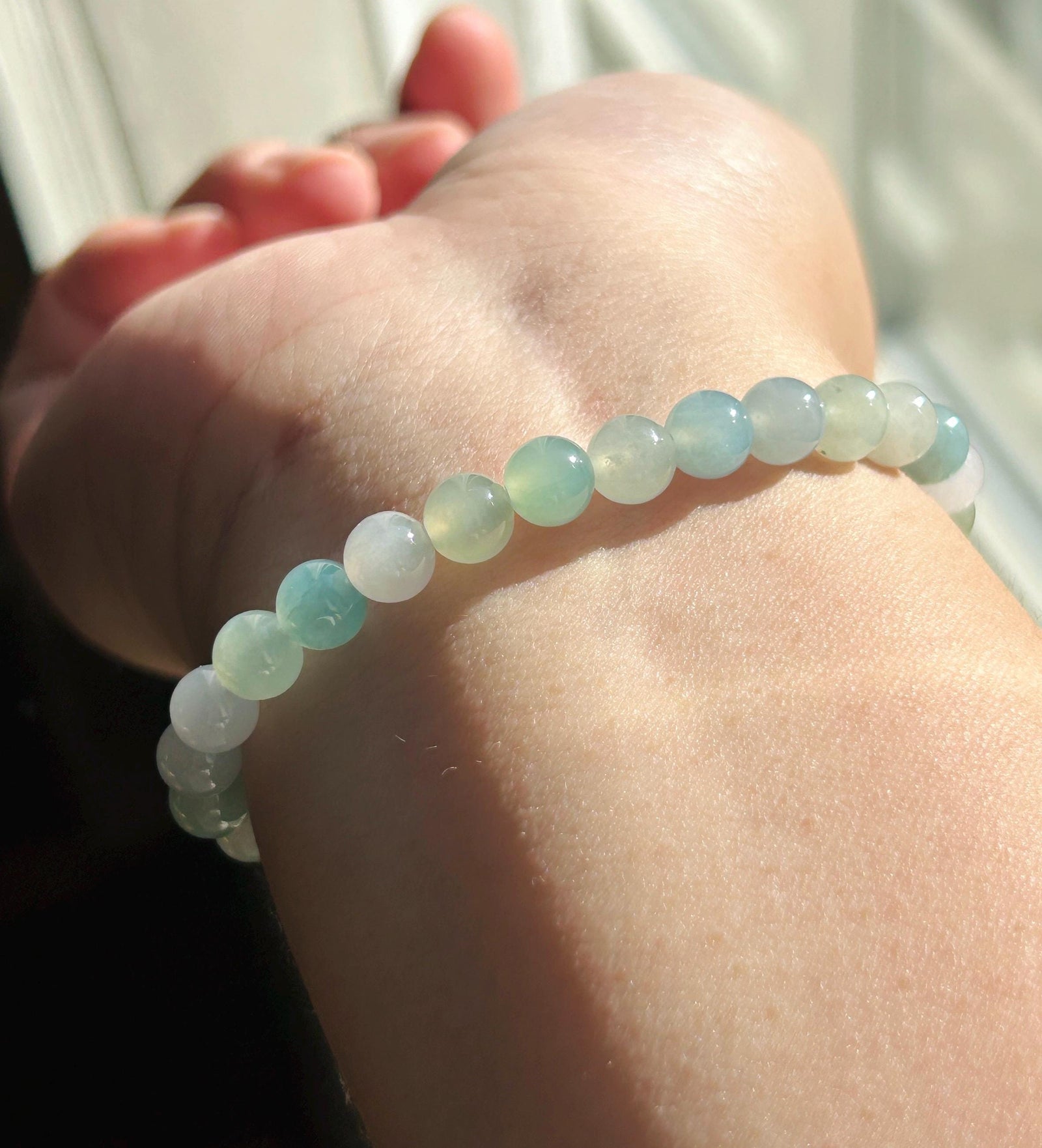 Natural Jadeite Beaded Bracelet, Burmese Type A Untreated Highly Translucent Icy Glutinous Pastel Macaron Multicolor Jade, 6.5mm