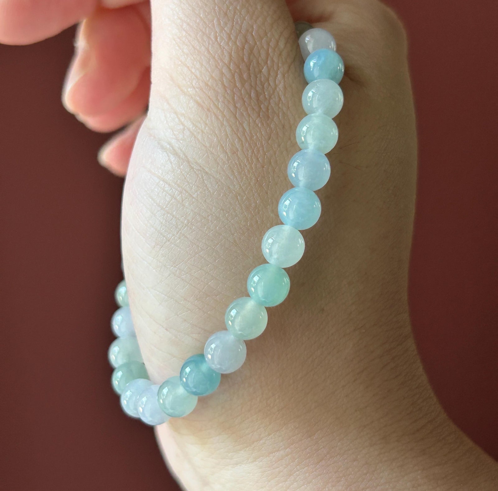 Natural Jadeite Beaded Bracelet, Burmese Type A Untreated Highly Translucent Icy Glutinous Pastel Macaron Multicolor Jade, 6.5mm