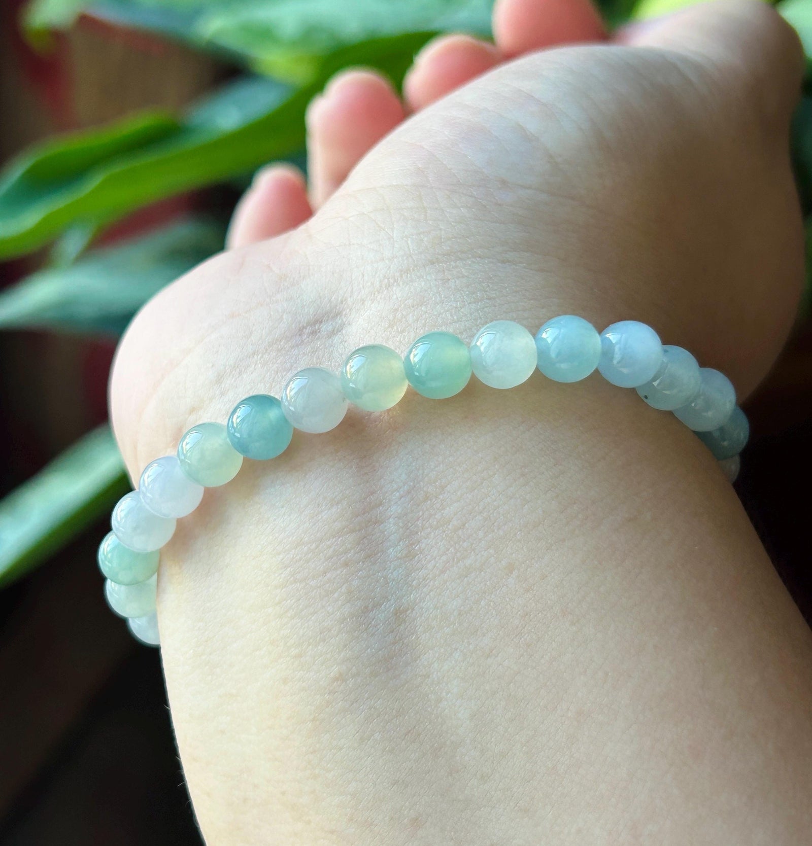 Natural Jadeite Beaded Bracelet, Burmese Type A Untreated Highly Translucent Icy Glutinous Pastel Macaron Multicolor Jade, 6.5mm