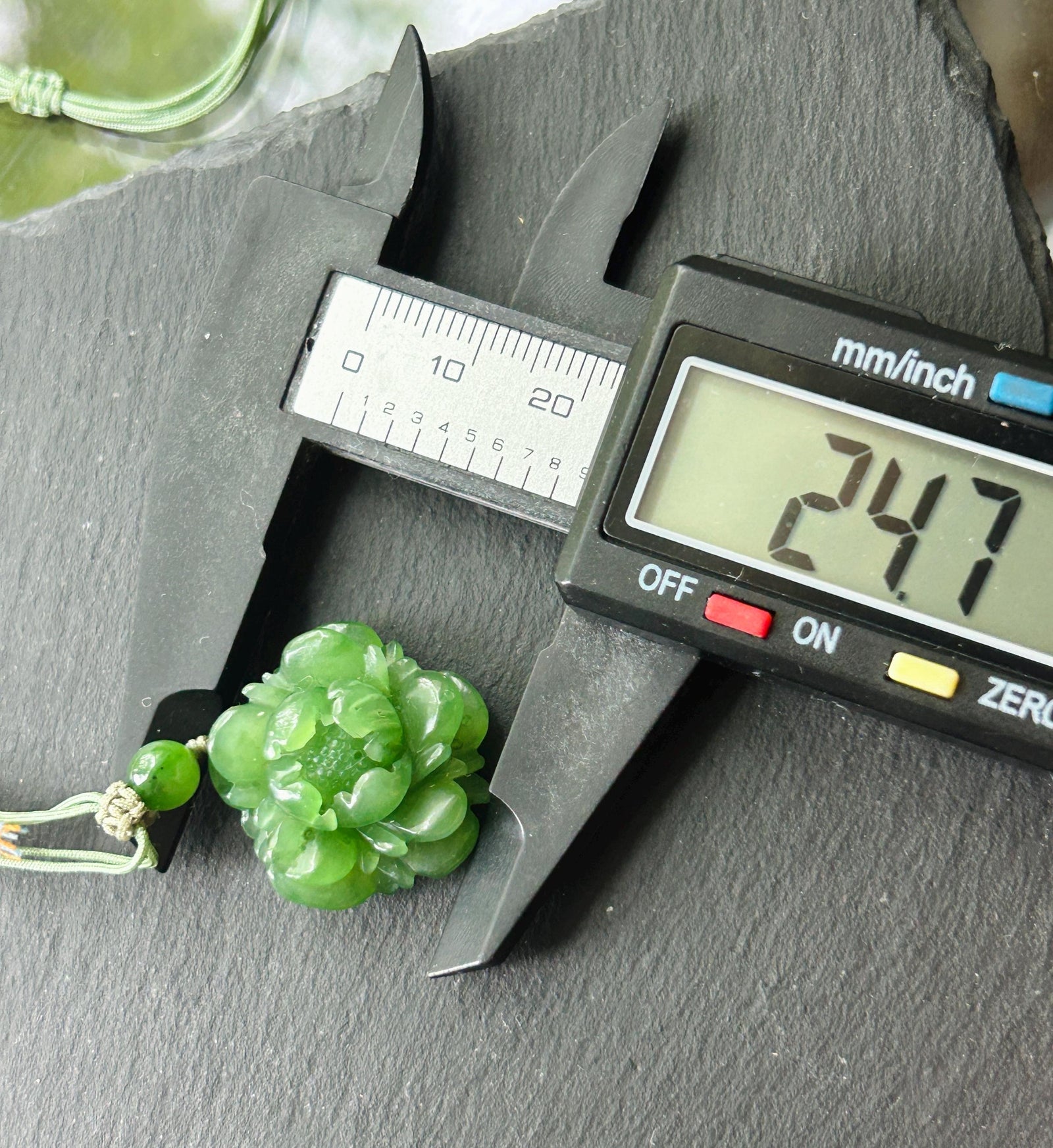 Natural Vivid Apple Green Nephrite Jade Peony Flower Pendant | Hand Carved Jade Necklace | Prosperity Amulet