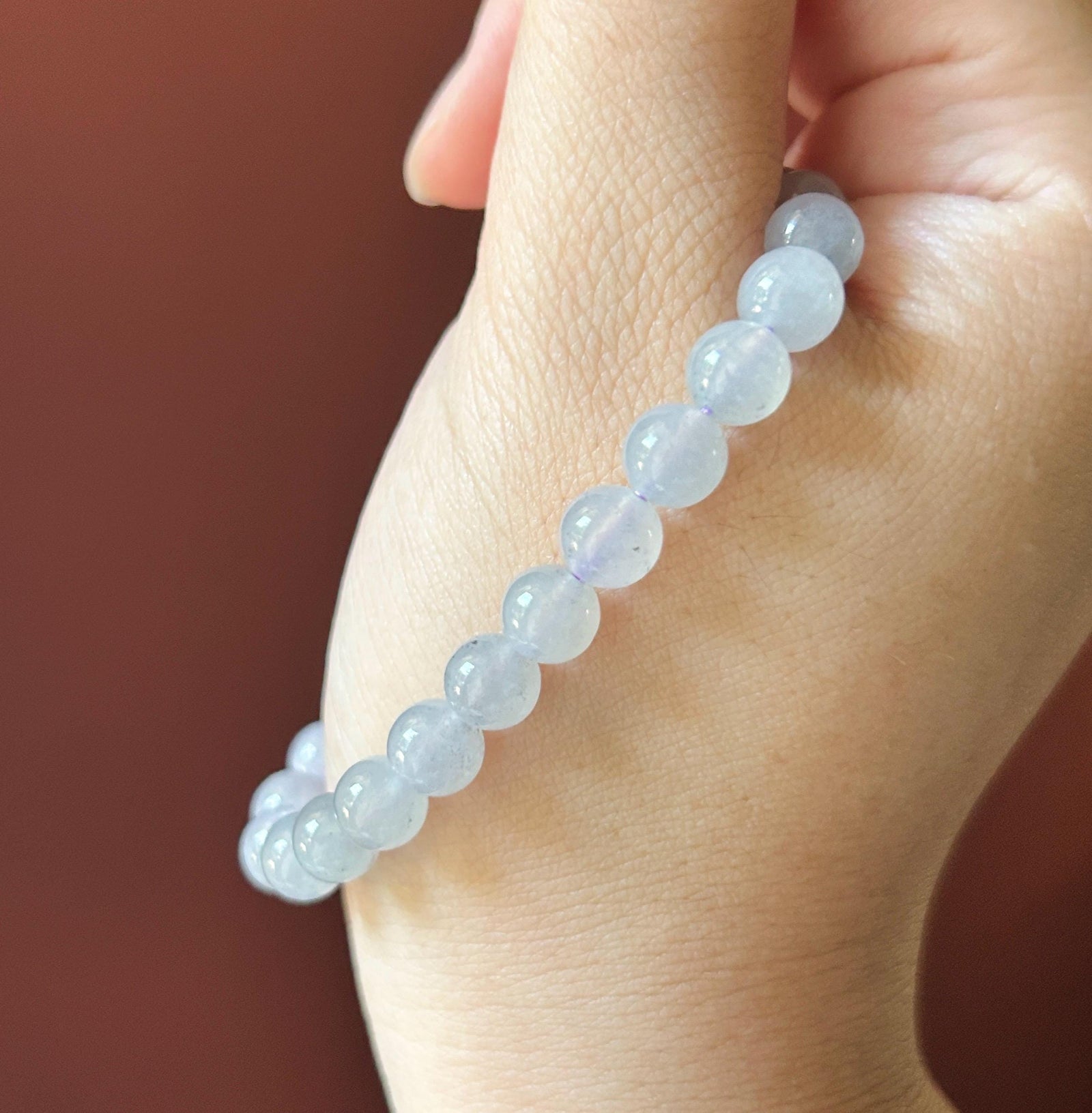 Natural Jadeite Beaded Bracelet, Burmese Type A Untreated Icy Translucent Soft Lavender & White WuJi Gradient Color Jade, 7mm