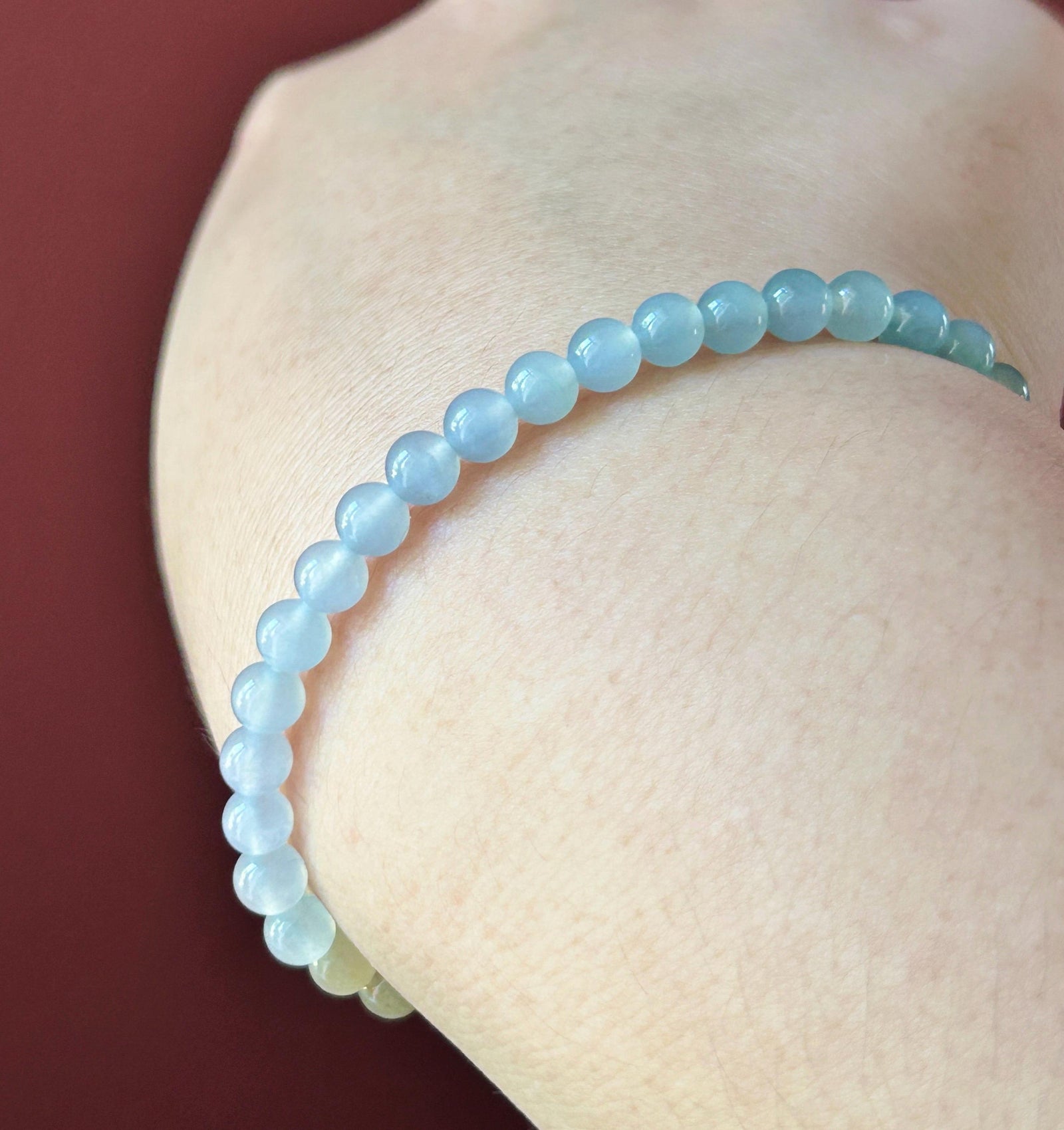 Natural Jadeite Beaded Bracelet, Burmese Type A Untreated Highly Translucent Icy Vivid Rainbow Gradient Multicolor Jade, 5mm