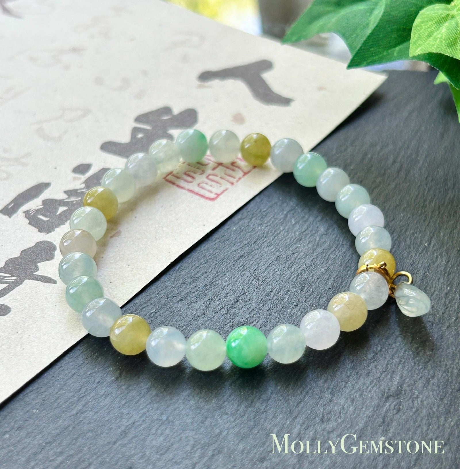 Natural Jadeite Beaded Bracelet, Burmese Type A Untreated Highly Translucent Icy Macaron Multicolor Jade, 7mm
