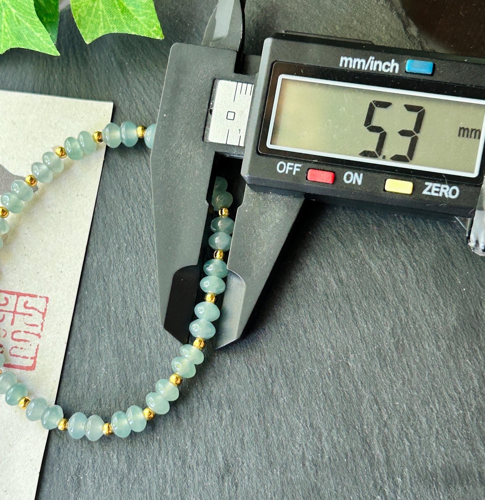 Natural Jadeite Beaded Bracelet | Guatemalan Type A Highly Translucent Ocean Blue Jade 5.3mm | 18k Gold Vermeil