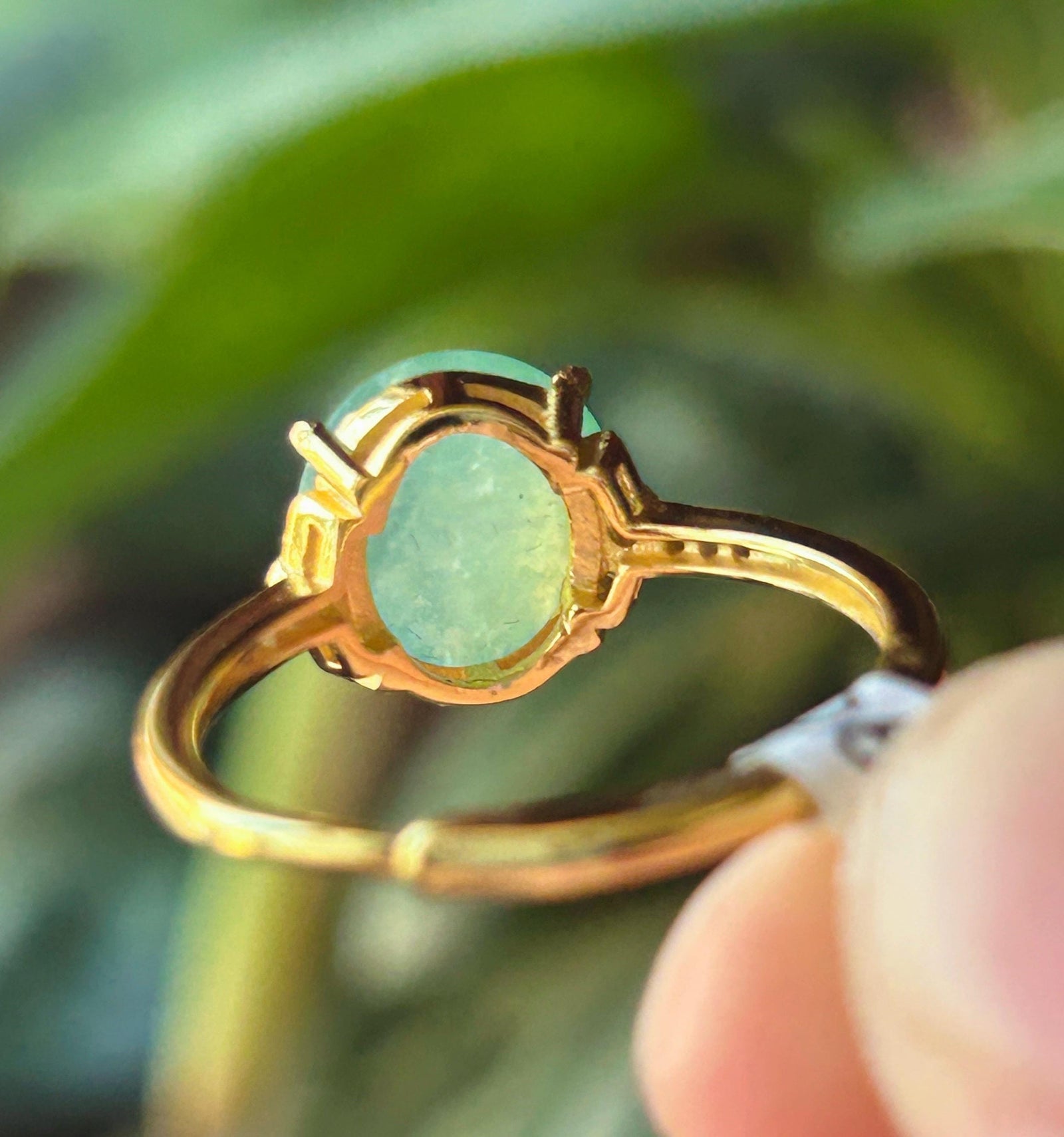 Certified Natural Jadeite Ring Burmese Type A Large Highly Translucent Icy Bright Apple Green Jade 10 x 8.5mm | 18k Gold Vermeil