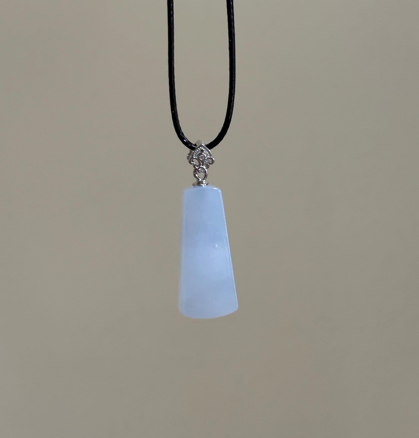 Certified Natural Jadeite Peace Plaque Pendant| Sterling Silver Bail| Burmese Type A Translucent Icy Lavender Jade