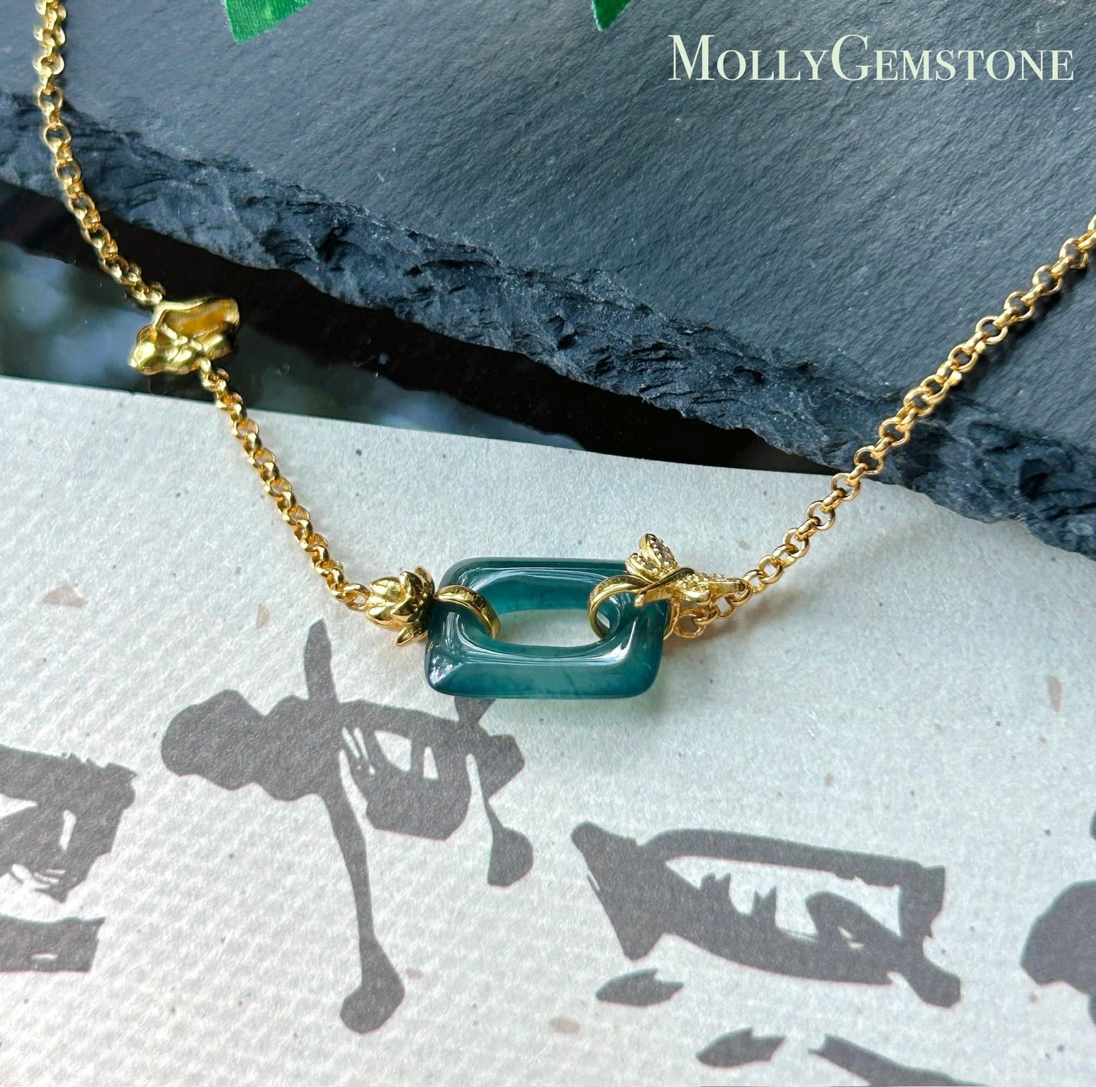 Natural Jadeite Lotus & Dragonfly Bracelet, Guatemalan Type A Highly Translucent Icy Teal Blue Jade in 18k Plated 925 Sterling Silver