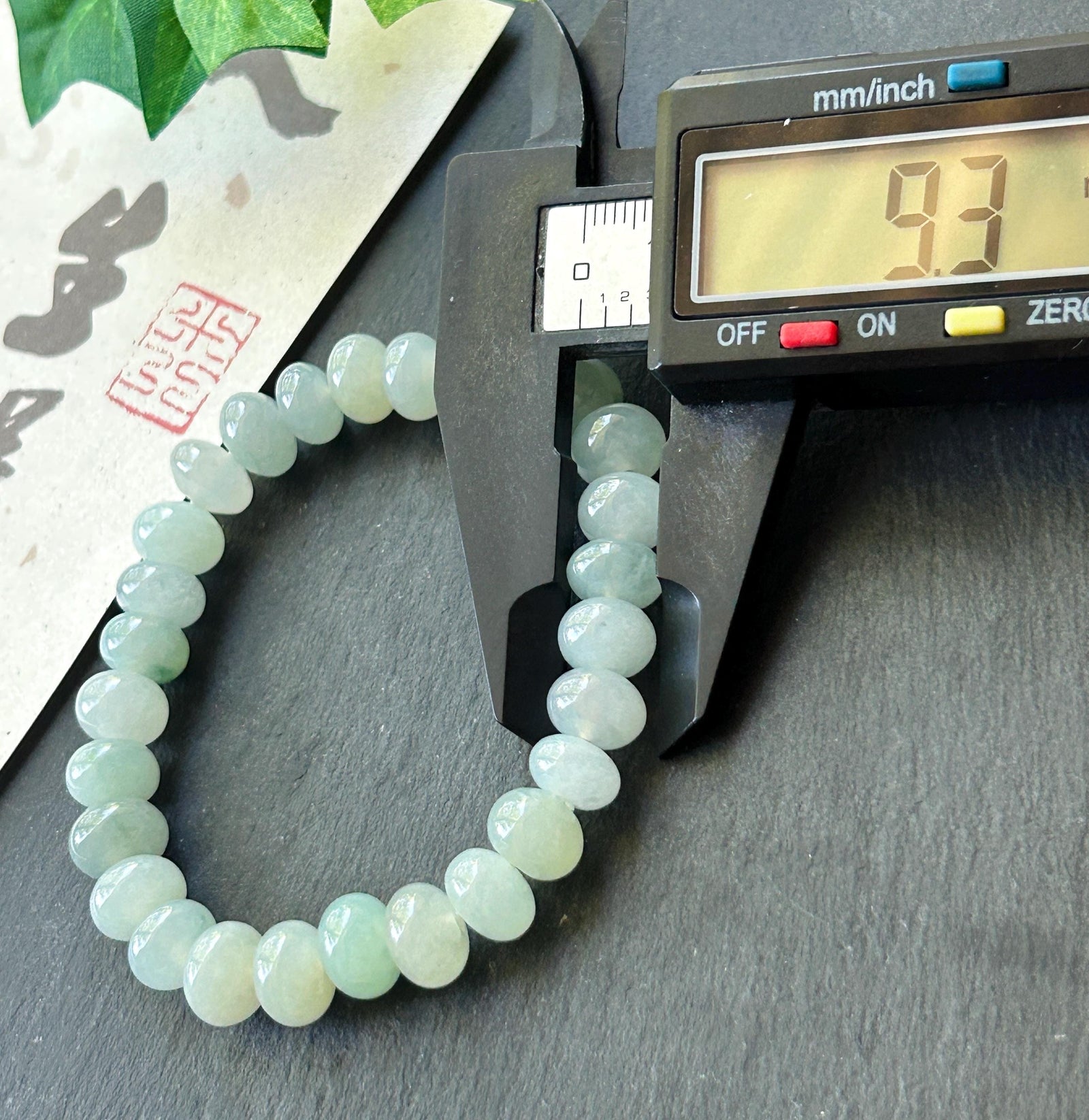 Natural Jadeite Beaded Bracelet, Burmese Type A Untreated Translucent Icy Glutinous Pastel Blue/Green Jade, 9mm