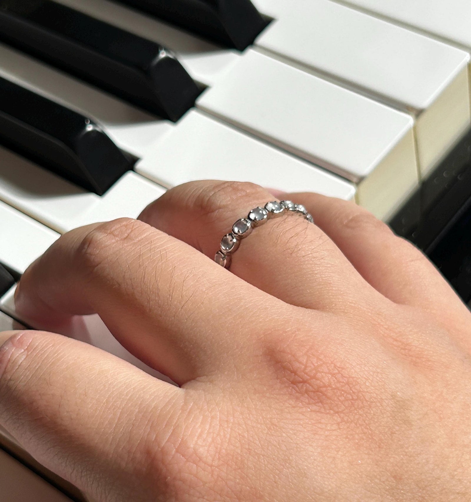 Certified Natural Jadeite Eternity Ring Burmese Type A Untreated Highly Translucent Icy White Multiple Cabochon Jade | Sterling Silver