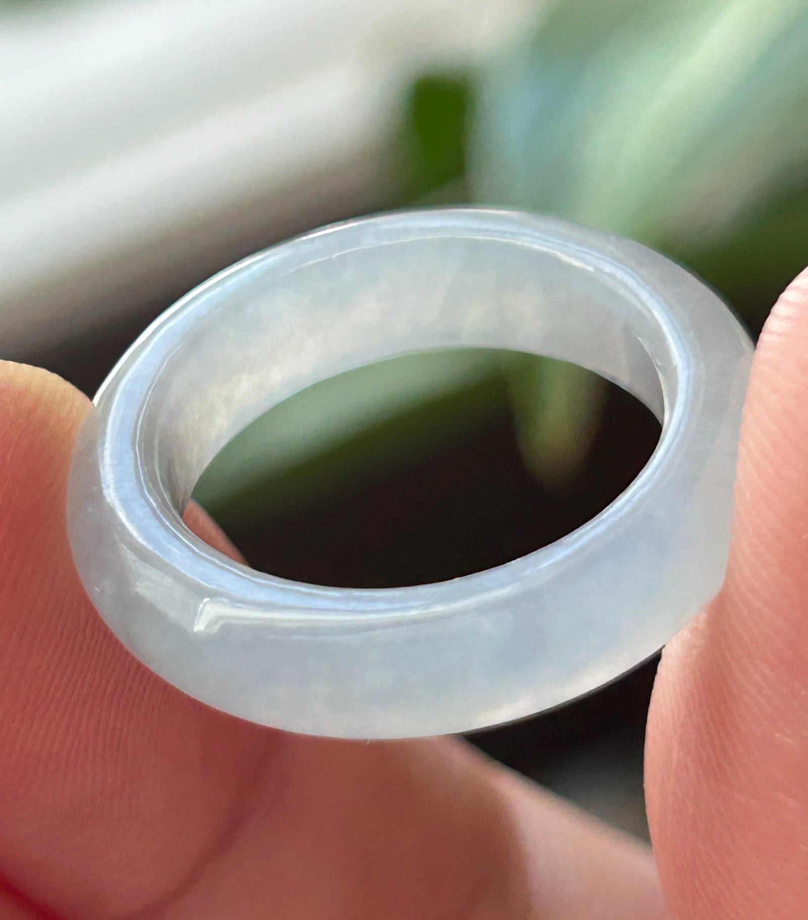 Certified Natural Jadeite Ring Band | Burmese Type A Translucent Icy Light Glacier Blue | US Size 5.75 | 16.3mm
