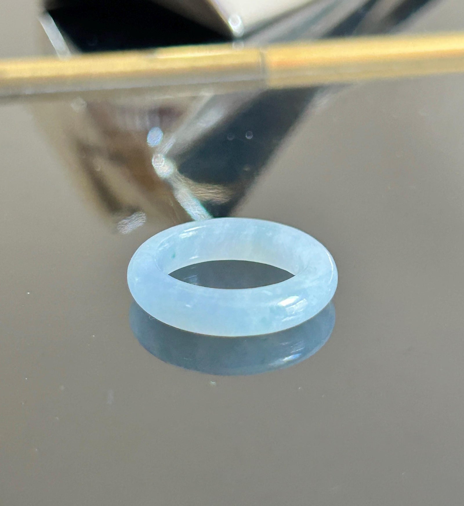 Certified Natural Jadeite Ring Band | Burmese Type A Translucent Icy Light Glacier Blue | US Size 5.75 | 16.3mm