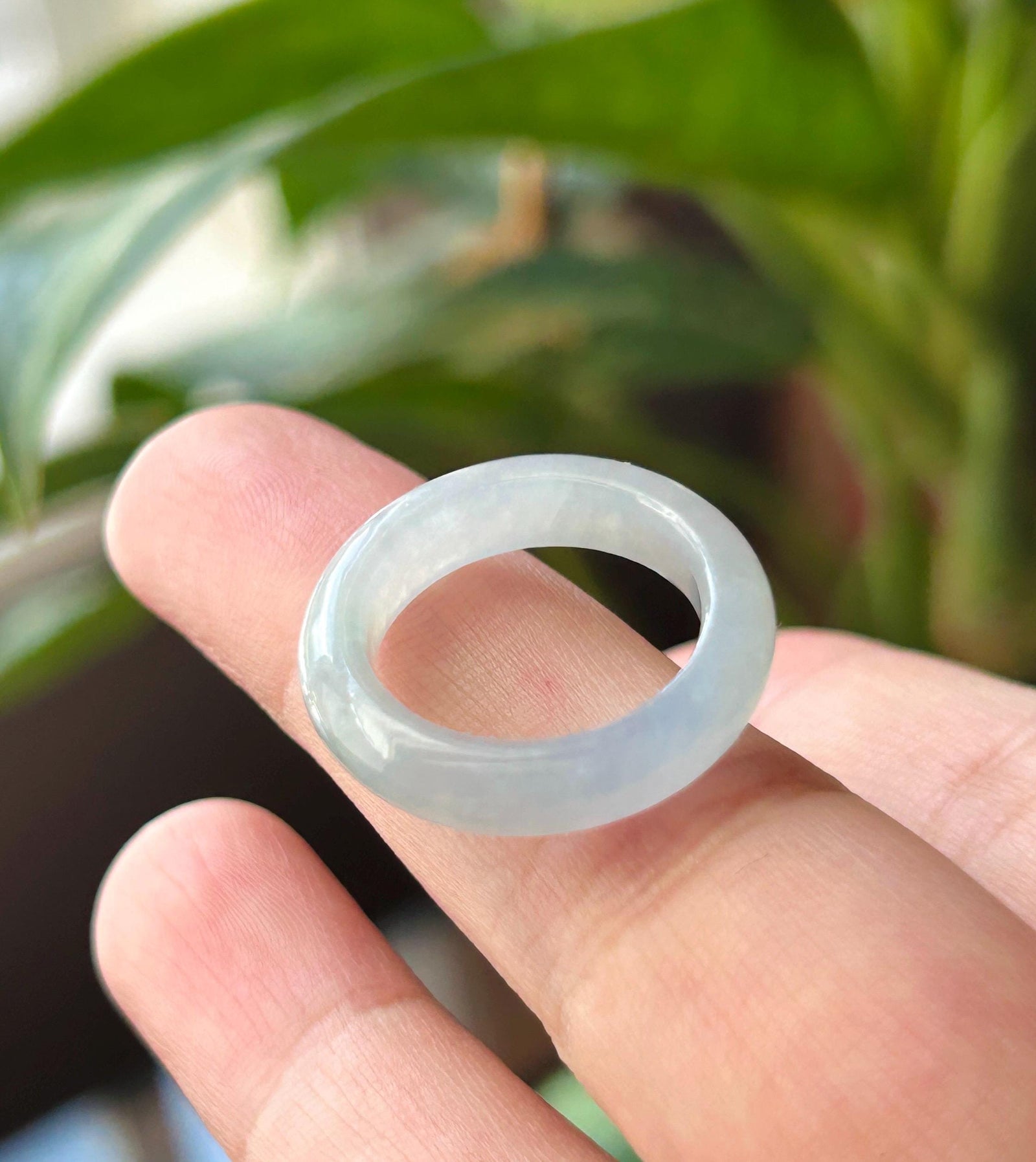 Certified Natural Jadeite Ring Band | Burmese Type A Translucent Icy Light Glacier Blue | US Size 5.75 | 16.3mm