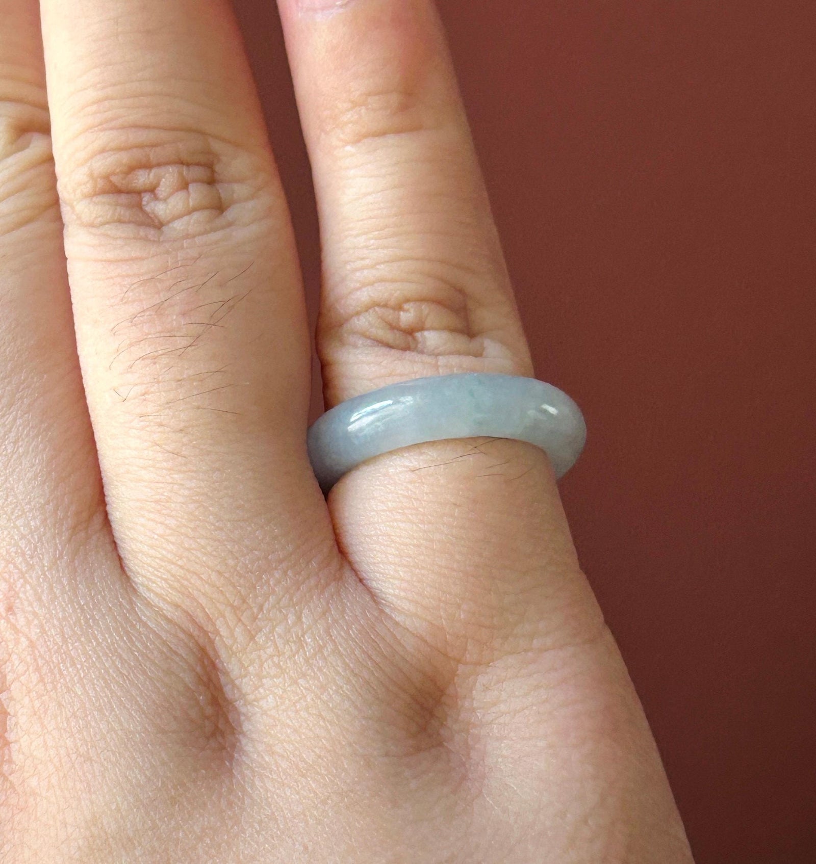 Certified Natural Jadeite Ring Band | Burmese Type A Translucent Icy Light Glacier Blue | US Size 5.75 | 16.3mm