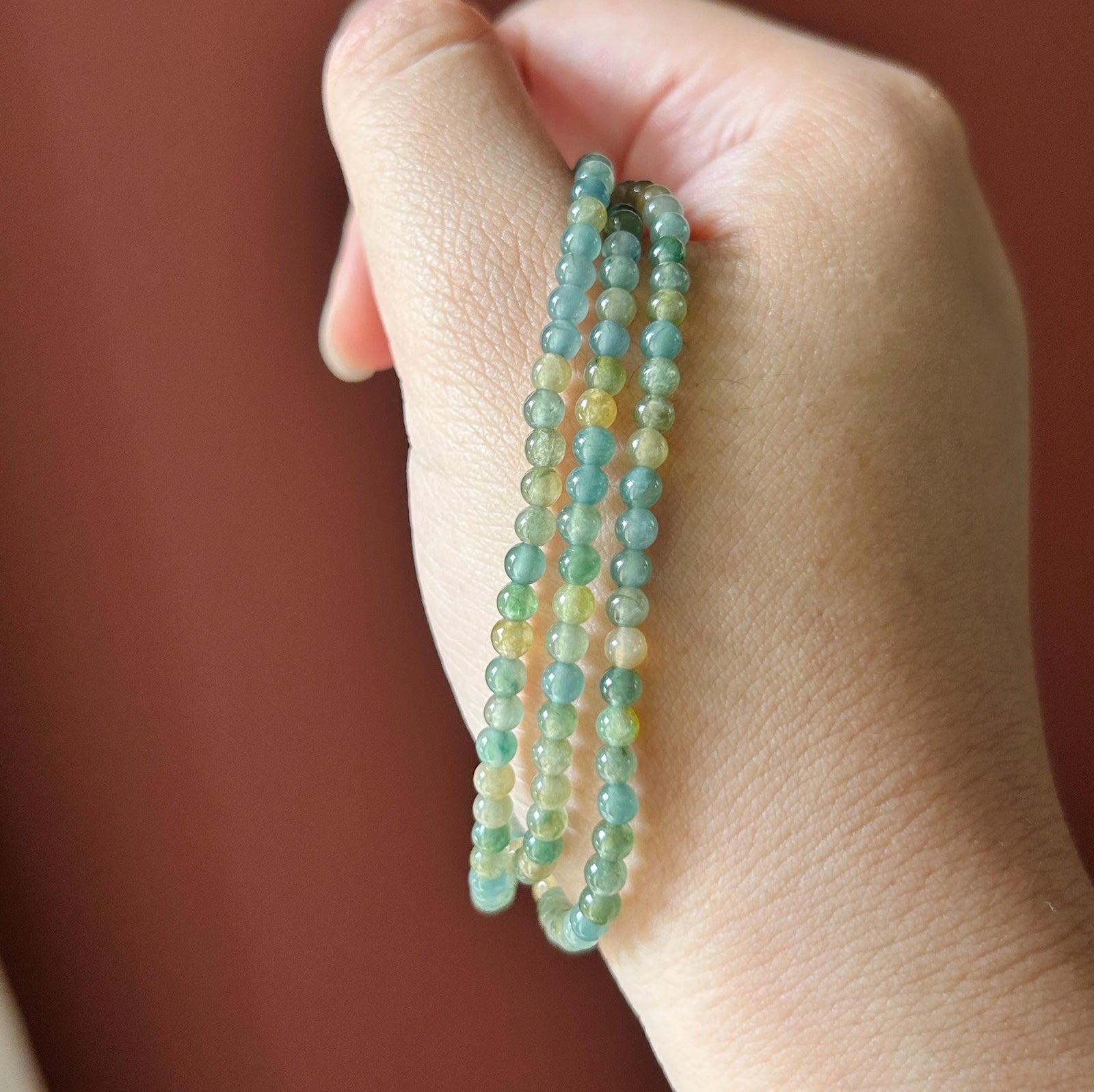 Natural Jadeite Beaded Stacked Bracelet or Necklace Jewelry | Guatemalan Type A Translucent Icy Multicolor Jade 3.5mm
