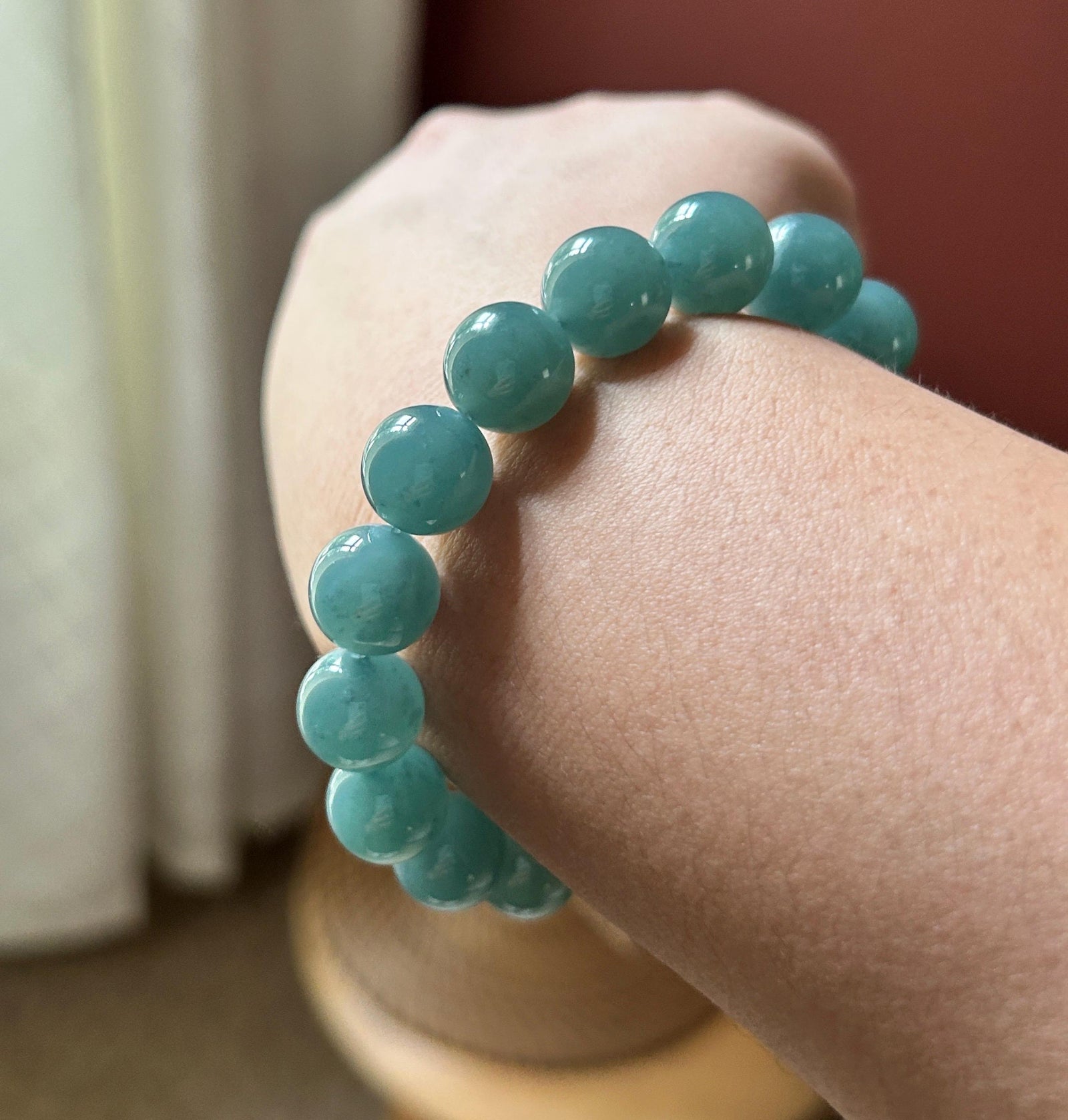 Natural Jadeite Unisex Bracelet | Guatemalan Type A Translucent Icy Blue Jade | 12mm Large Beads