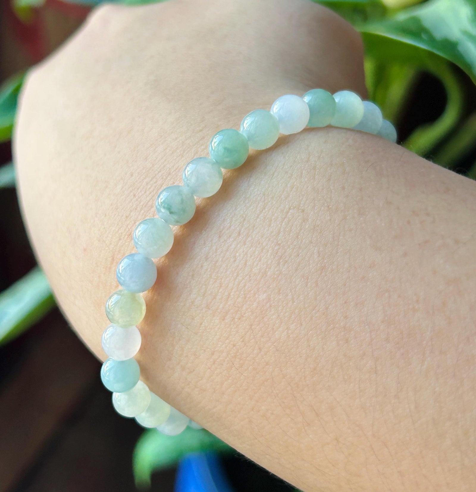Natural Jadeite Beaded Bracelet, Burmese Type A Untreated Highly Translucent Icy Glutinous Pastel Macaron Multicolor Jade, 6.5mm