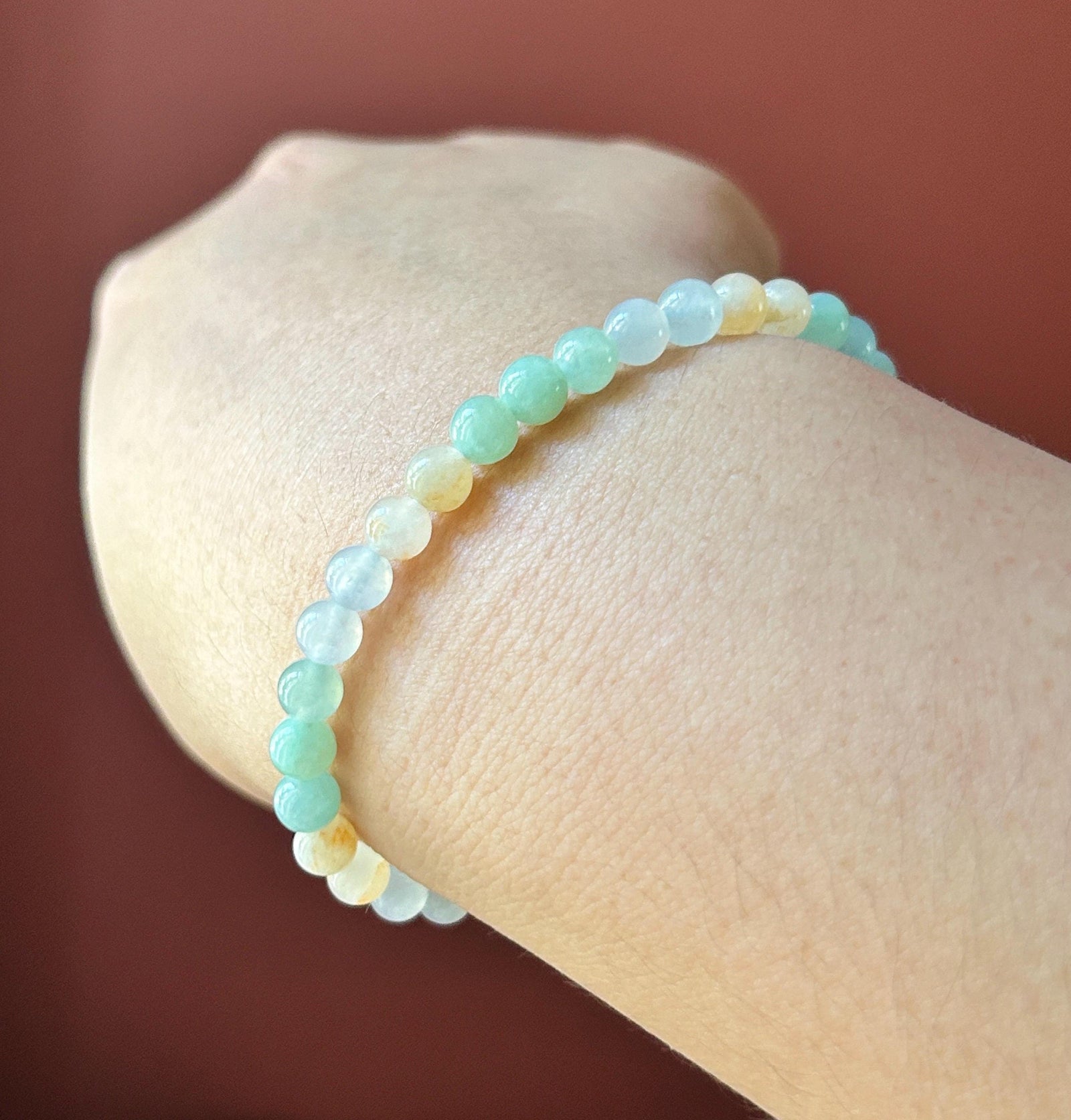 Natural Jadeite Beaded Bracelet | Burmese Type A Icy Translucent Rainbow Multicolor Jade 5.4mm