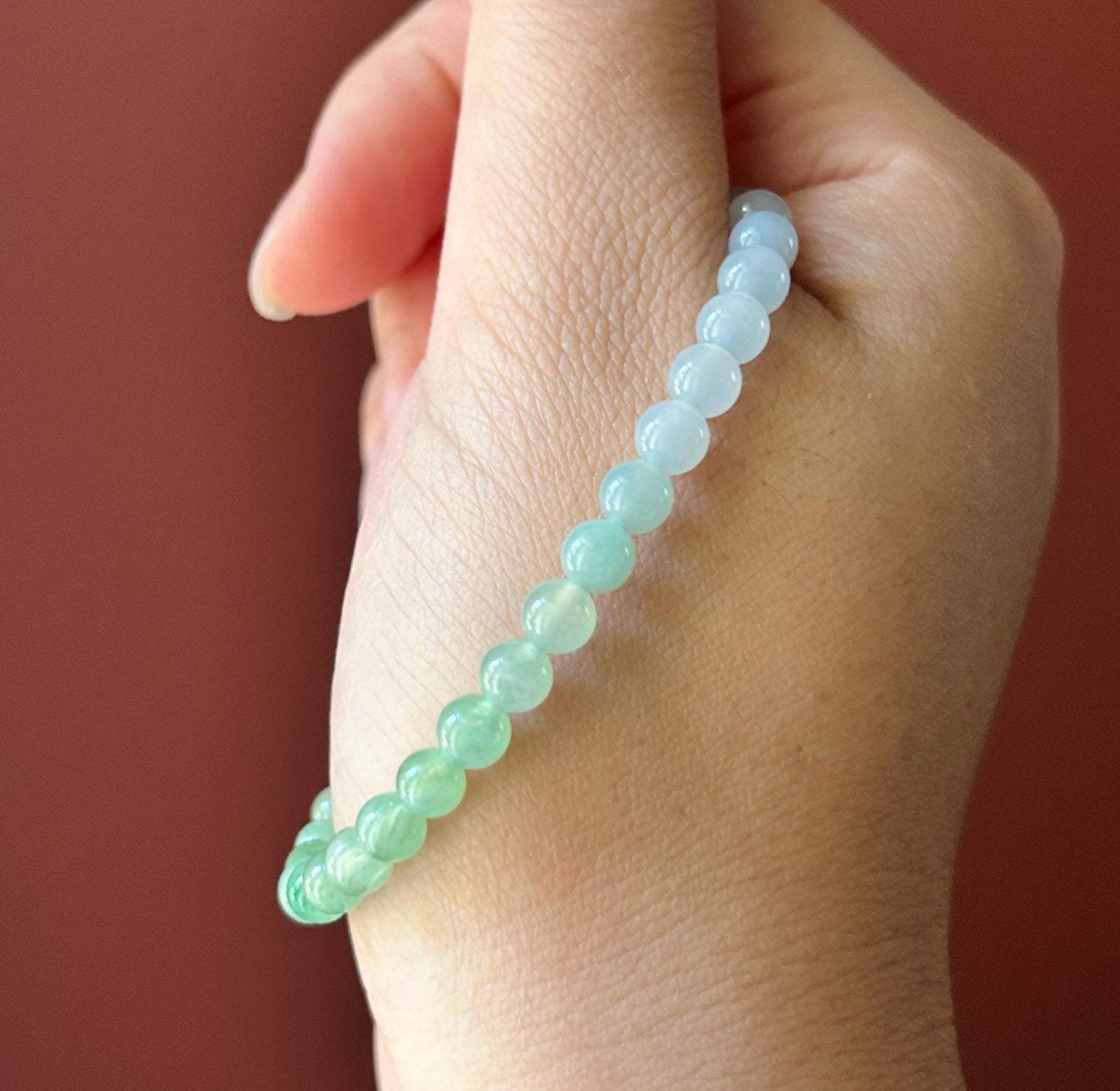 Natural Jadeite Beaded Bracelet | Burmese Type A Icy Translucent Gradient Rainbow Multicolor Jade 5.5mm