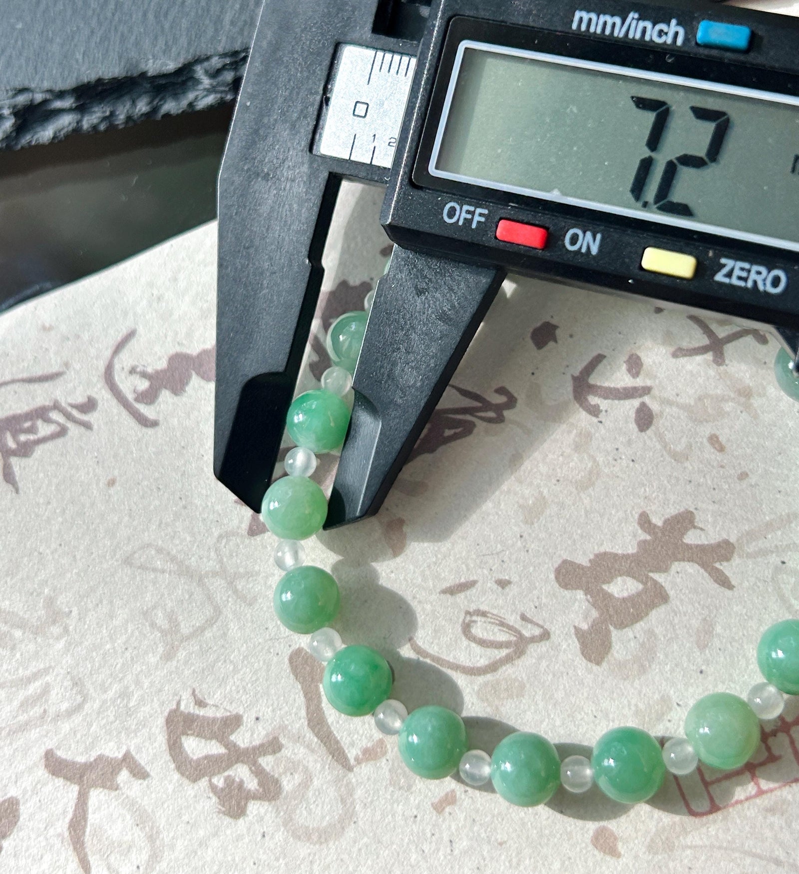 Natural Jadeite Beaded Bracelet – Burmese Type A Translucent Icy Apple Green & White Jade, 7.2mm, Minimalist Jewelry