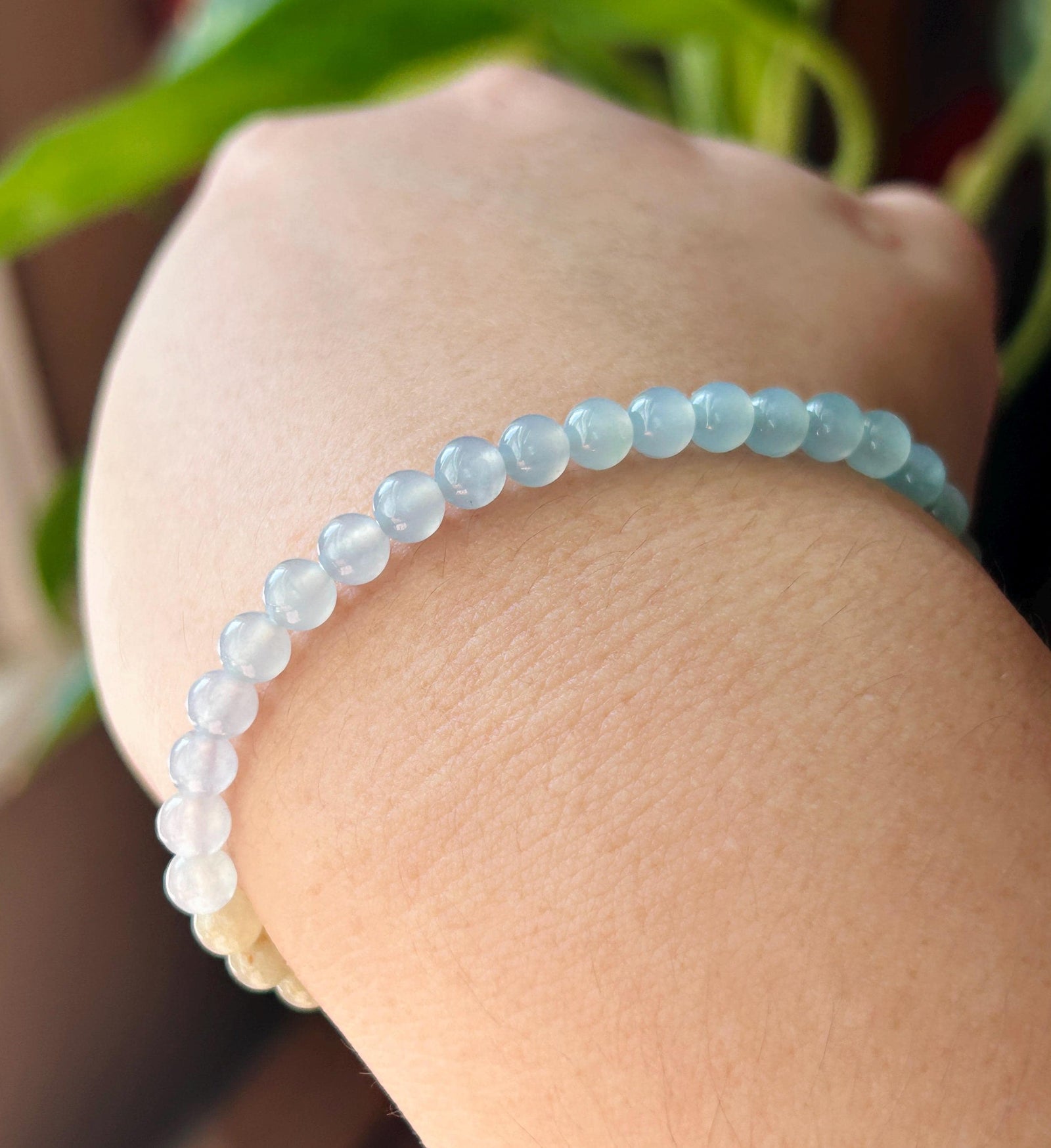 Natural Jadeite Beaded Bracelet, Burmese Type A Untreated Highly Translucent Icy Vivid Rainbow Gradient Multicolor Jade, 5mm