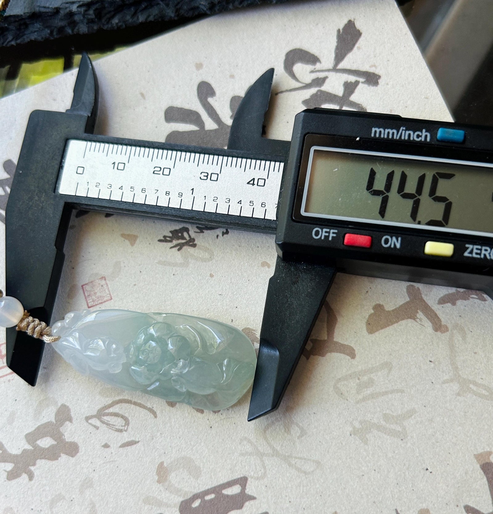 Natural Jadeite Fish & Lotus Pendant - Burmese Type A Highly Translucent Icy Pale Green Jade, Adjustable Cord