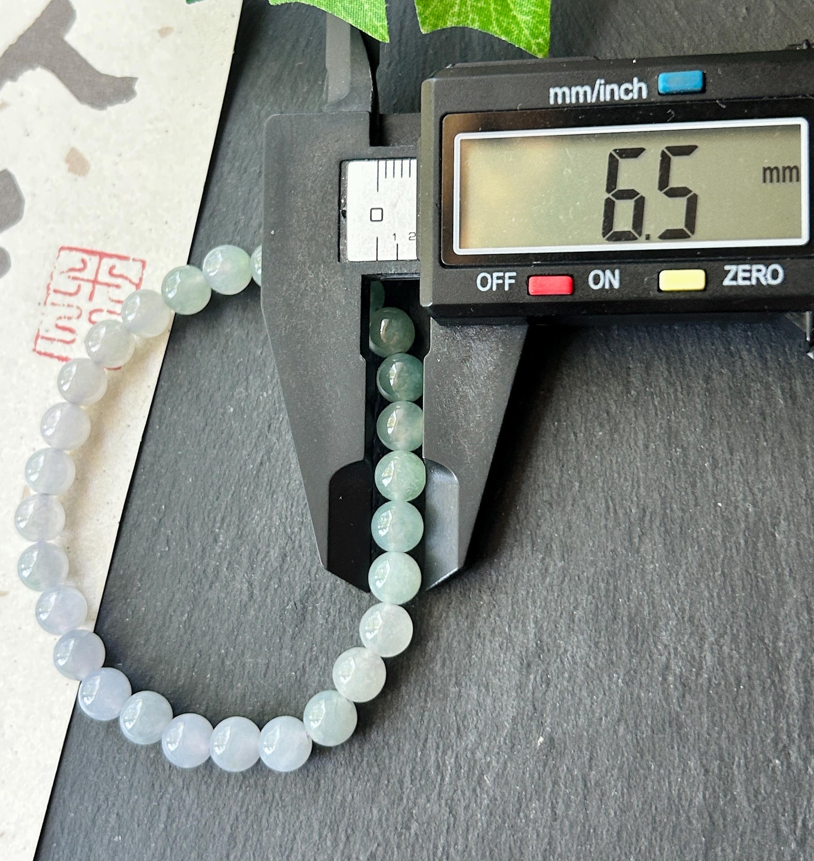 Natural Jadeite Beaded Bracelet, Burmese Type A Untreated Translucent Icy Pale Lavender & Bluish Green Gradient Multicolor Jade, 6.5mm