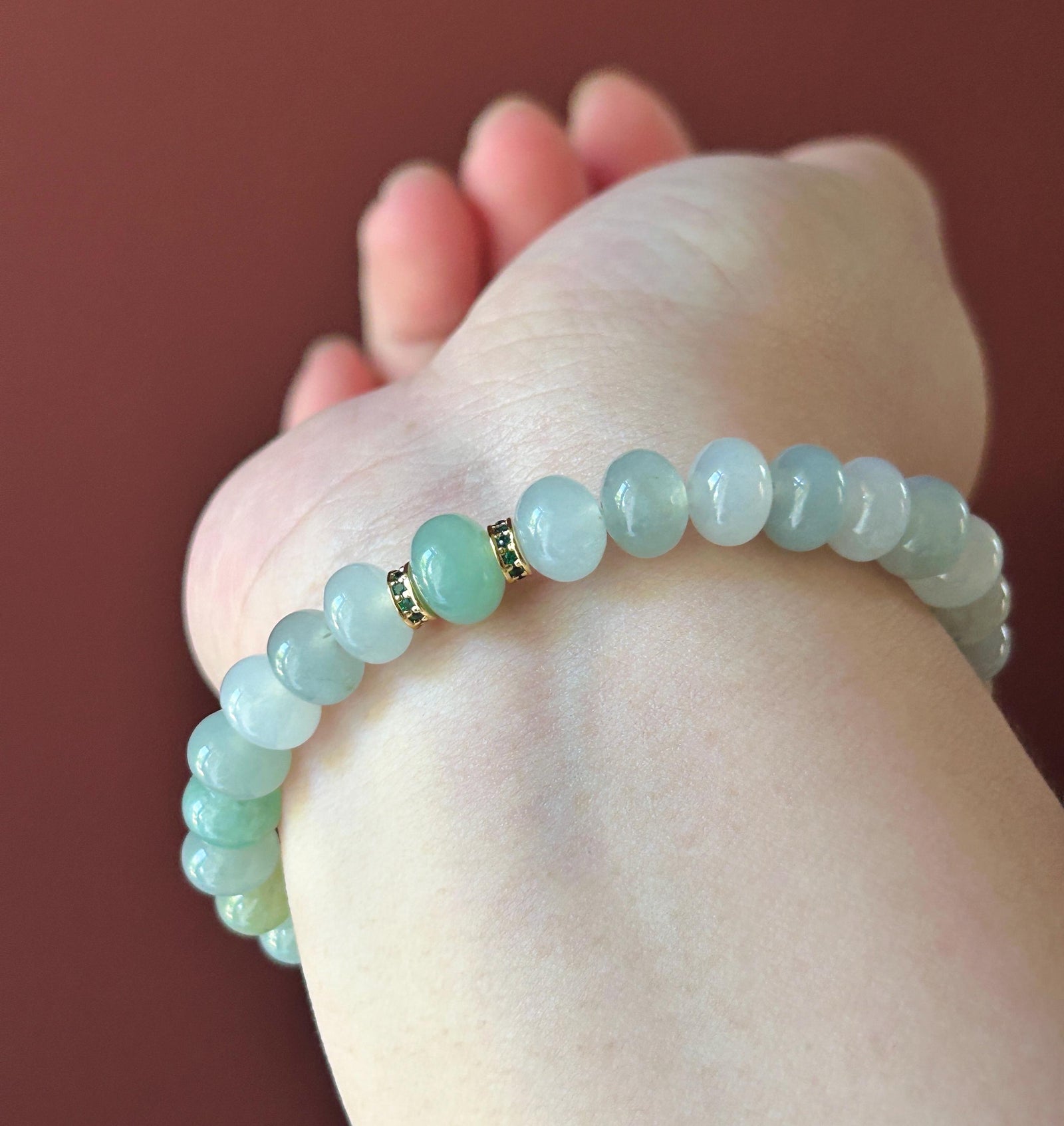 Natural Jadeite Beaded Bracelet – Burmese Untreated Type A Highly Translucent Icy Gelatinous Multicolor Jade, 8.8mm