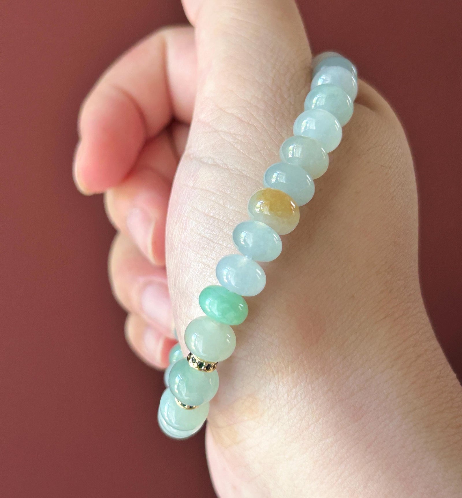Natural Jadeite Beaded Bracelet – Burmese Untreated Type A Highly Translucent Icy Gelatinous Multicolor Jade, 8.8mm