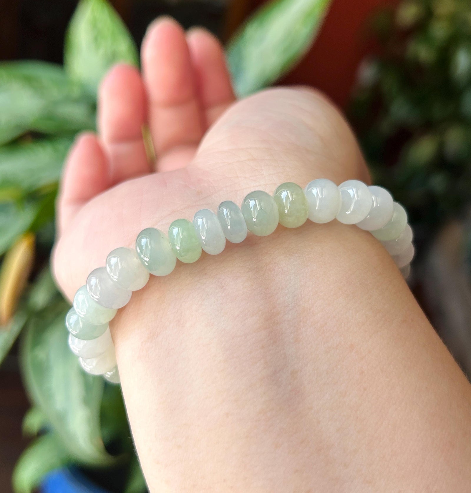 Natural Jadeite Beaded Bracelet – Burmese Untreated Type A Highly Translucent Icy Gelatinous Pale Macaron Multicolor Jade, 8.8mm