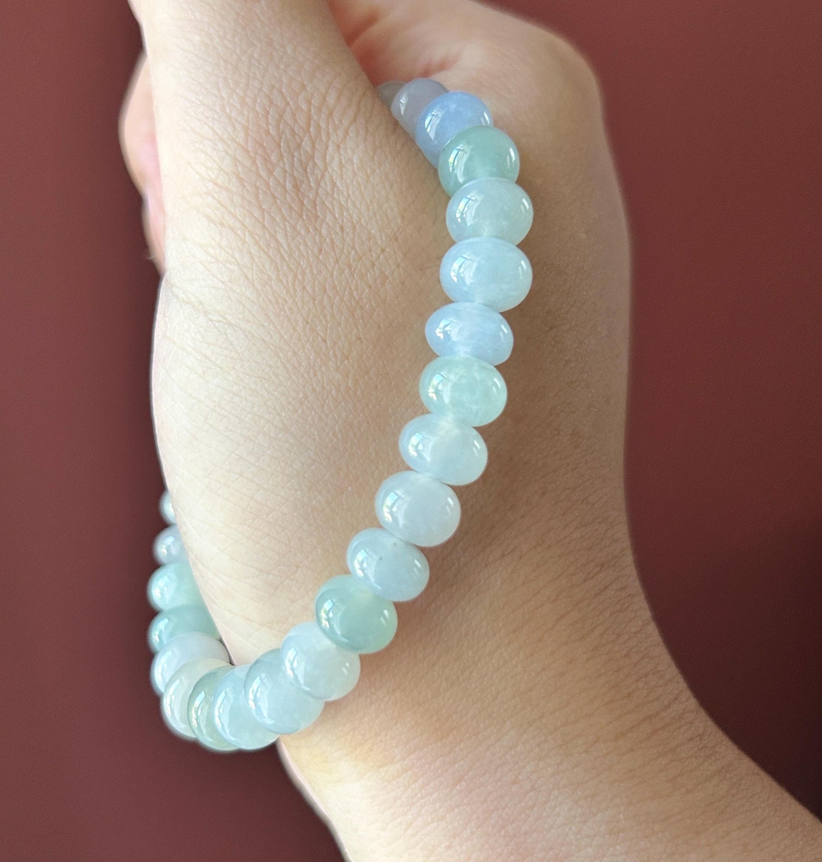Natural Jadeite Beaded Bracelet – Burmese Untreated Type A Highly Translucent Icy Gelatinous Pale Macaron Multicolor Jade, 8.8mm