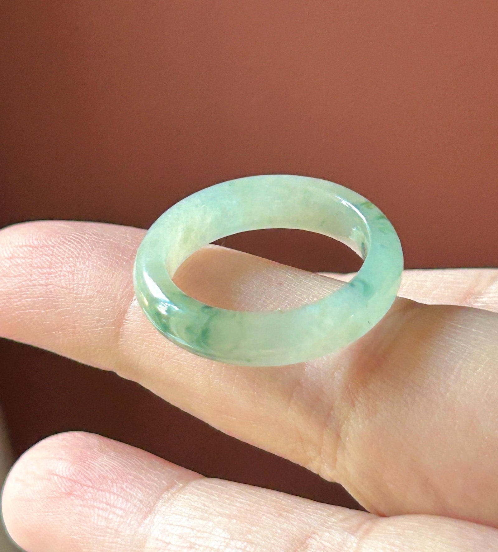 Natural Jadeite Band Ring | Burmese Type A Translucent Icy Glutinous Dark Green Floral Jade US 8 - 18mm