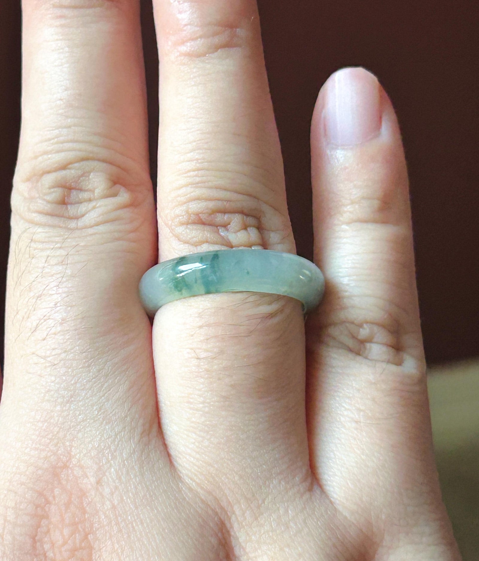 Natural Jadeite Band Ring | Burmese Type A Translucent Icy Glutinous Dark Green Floral Jade US 8 - 18mm