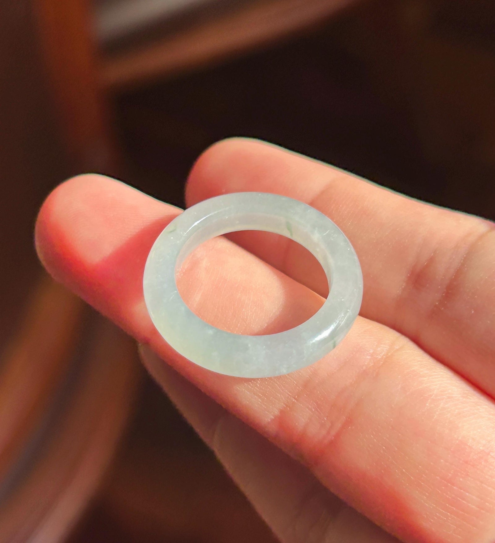Natural Jadeite Band Ring | Burmese Type A Translucent Icy Glutinous Pale Blue, Lavender & Green Floral Accent Jade| US 7.5 - 17.6mm