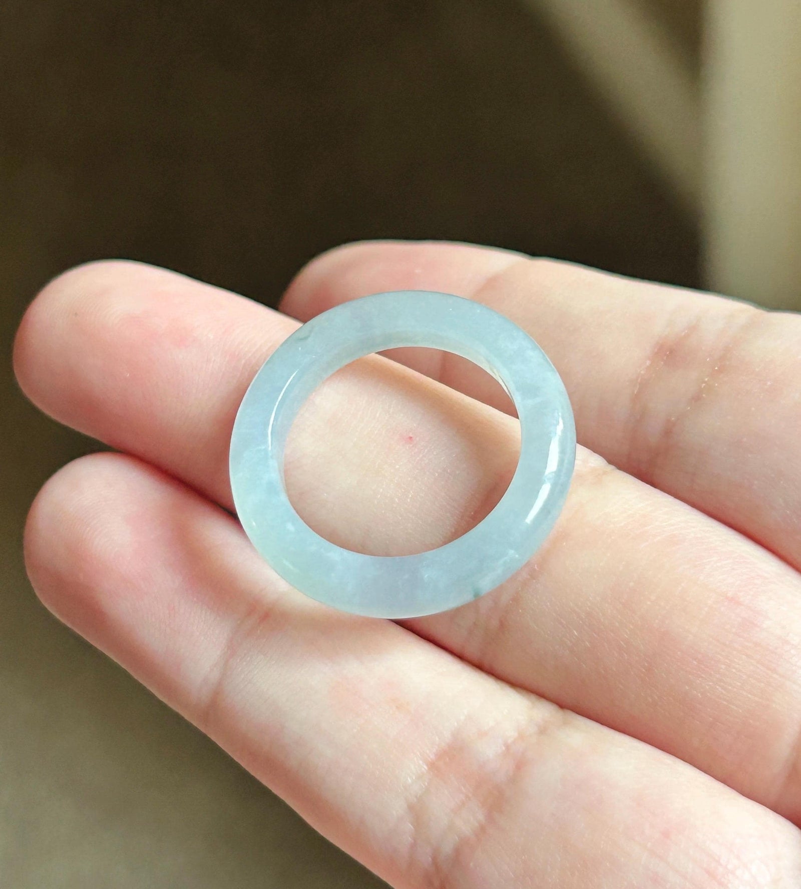 Natural Jadeite Band Ring | Burmese Type A Translucent Icy Glutinous Pale Blue, Lavender & Green Floral Accent Jade| US 7.5 - 17.6mm