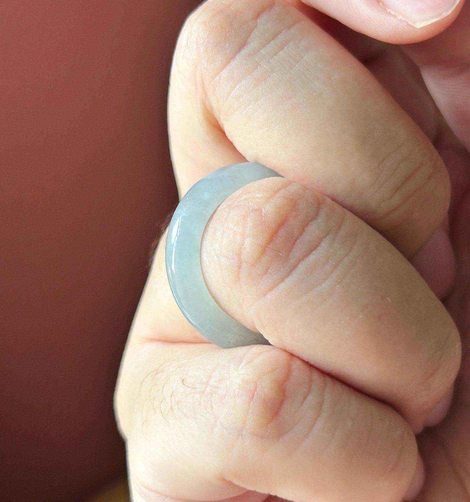 Natural Jadeite Band Ring | Burmese Type A Translucent Icy Glutinous Pale Blue, Lavender & Green Floral Accent Jade| US 7.5 - 17.6mm