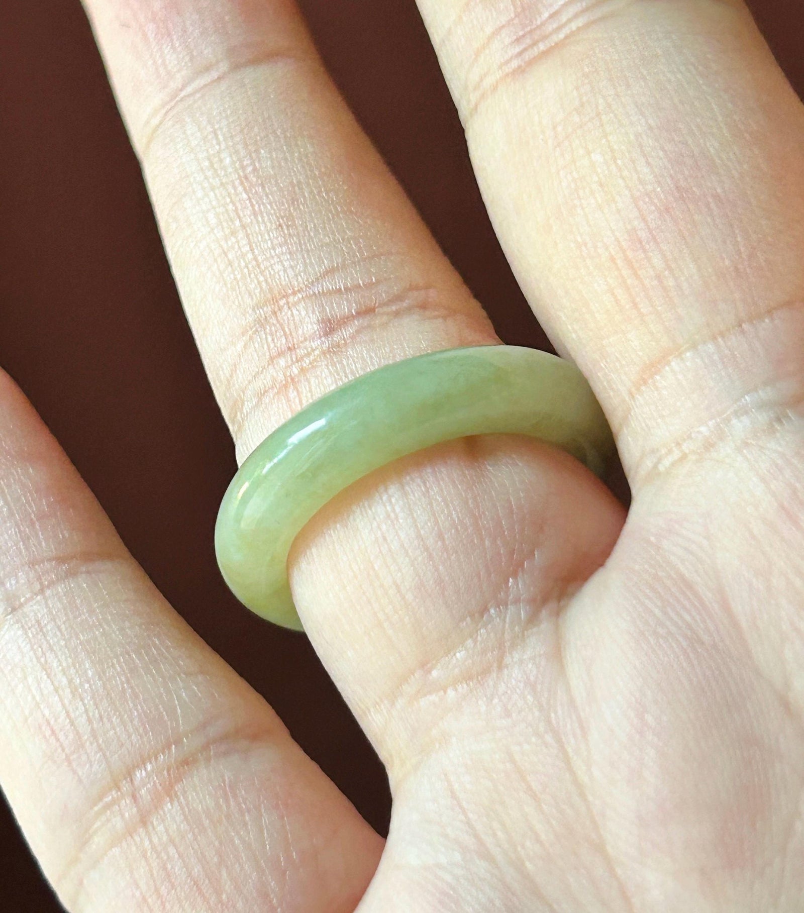 Certified Natural Jadeite Band Ring | Burmese Type A Glutinous Icy Pale Tea Yellow & Vivid Green Floral Jade| US 8.5 - 18.3mm
