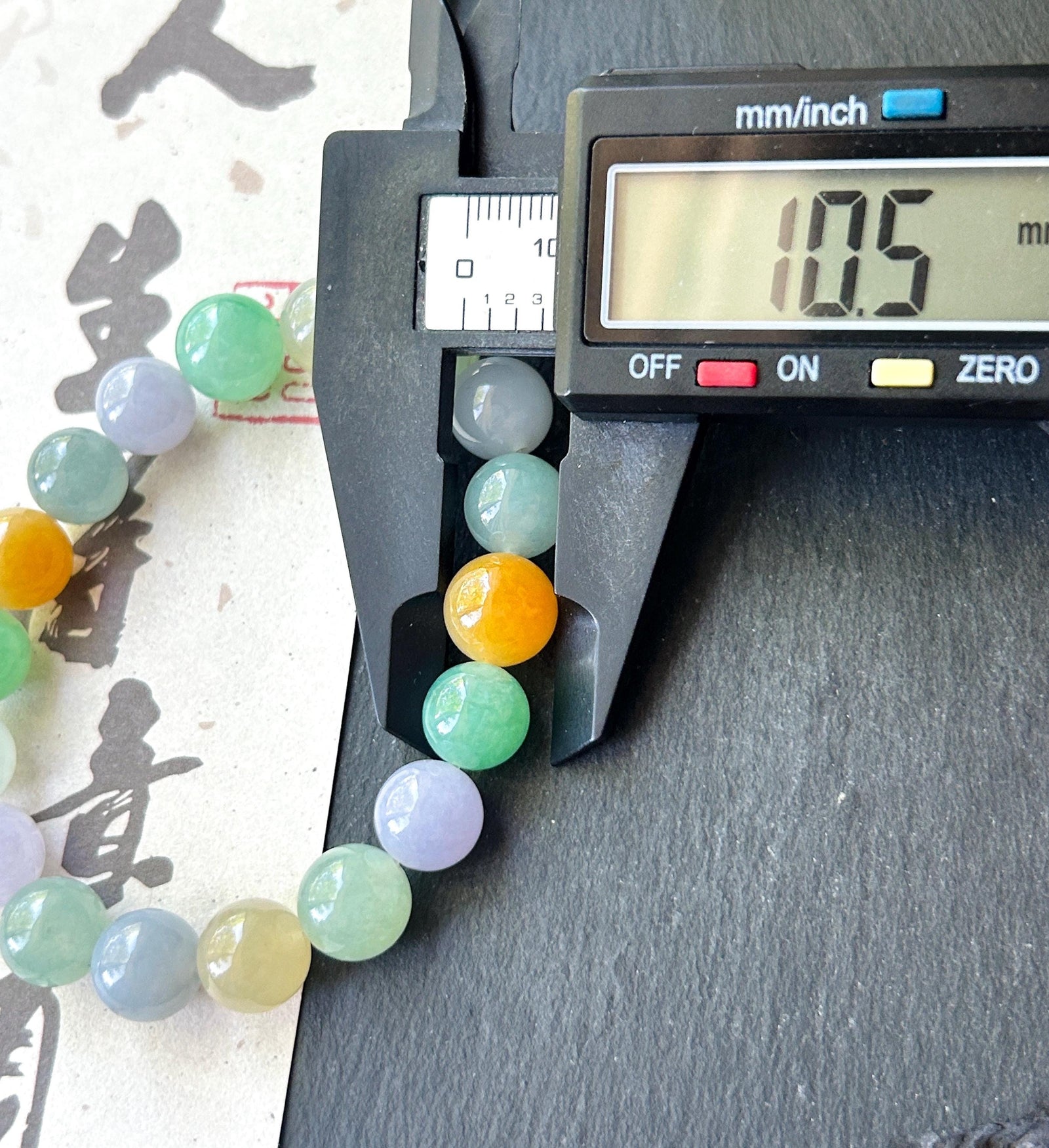Natural Jadeite Beaded Bracelet, High-End Burmese Type A Icy Translucent Vivid Multicolor Fine Jade Beads, 10.2–10.9mm Duobao Bracelet