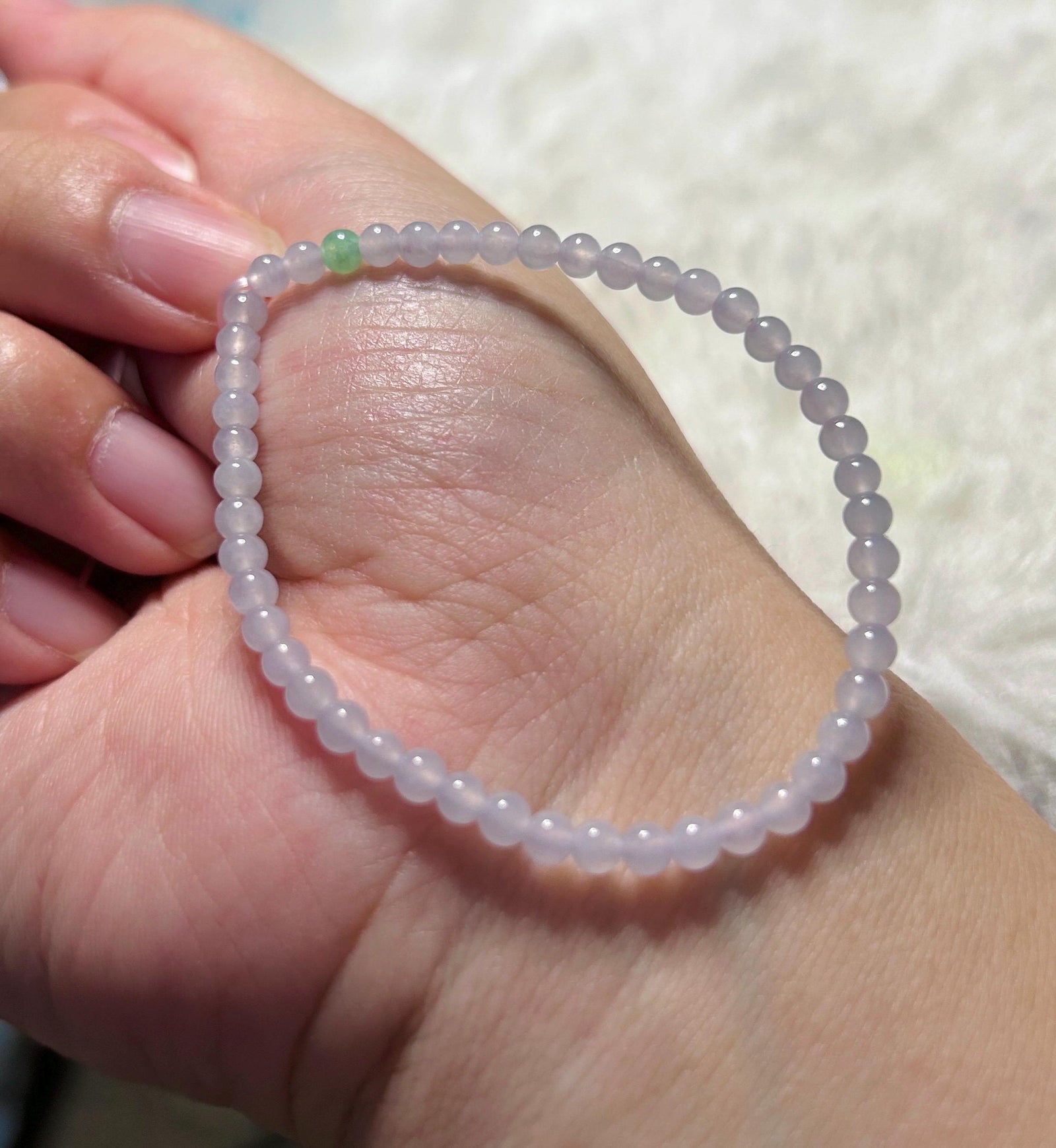 Custom order for Ana - Burmese Type A Icy Pastel Lavender Jadeite Beaded Bracelet