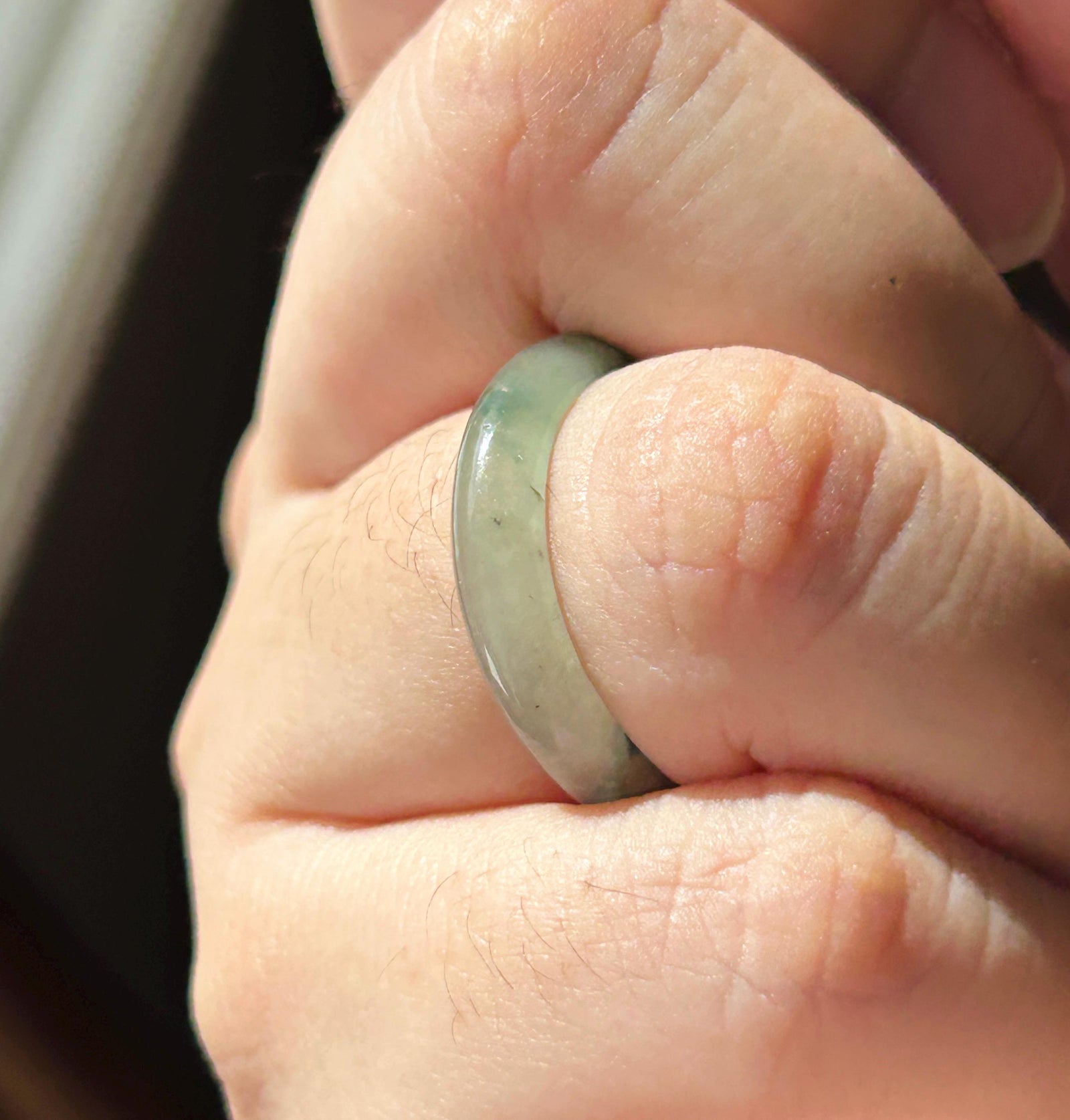 Natural Jadeite Band Ring | Burmese Type A Translucent Icy Glutinous Dark Green Floral Jade US 9.5 - 19.3mm