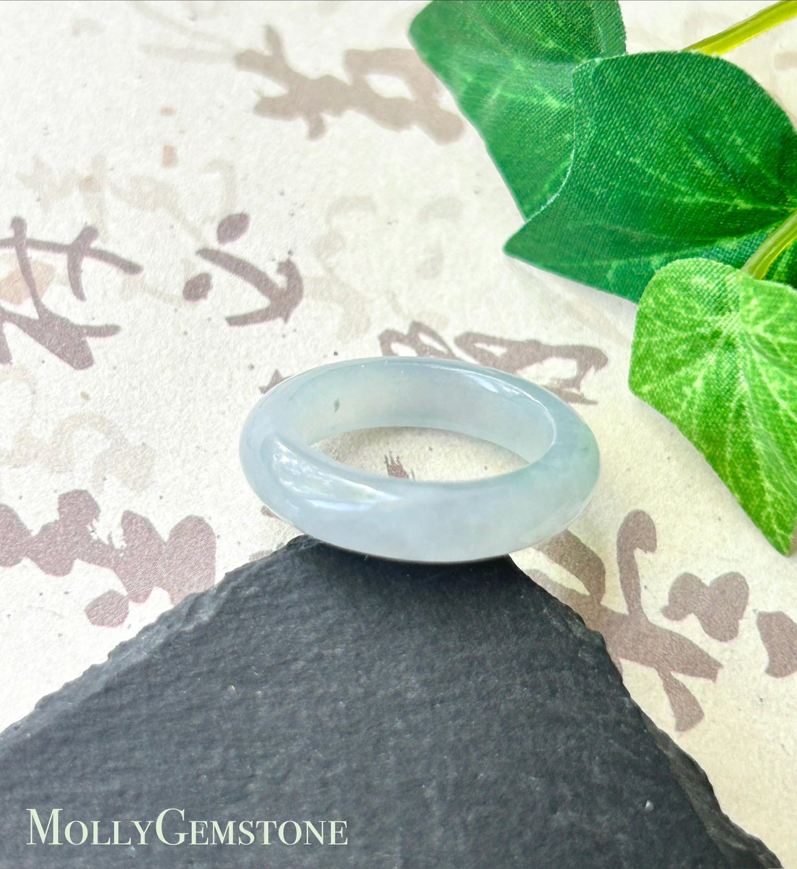 Certified Natural Jadeite Ring Band | Burmese Type A Translucent Icy Light Glacier Blue | US Size 5.75 | 16.3mm
