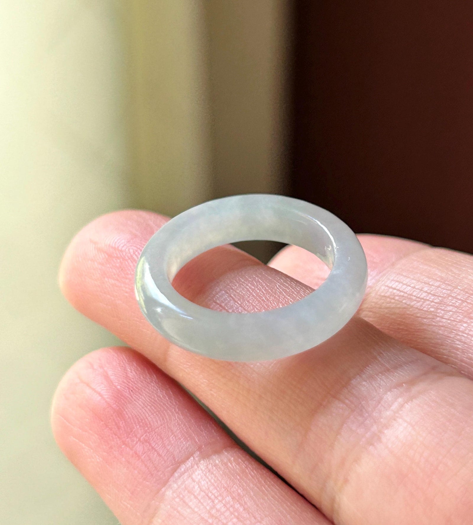 Certified Natural Jadeite Ring Band | Burmese Type A Translucent Icy Light Glacier Blue | US Size 5.75 | 16.3mm