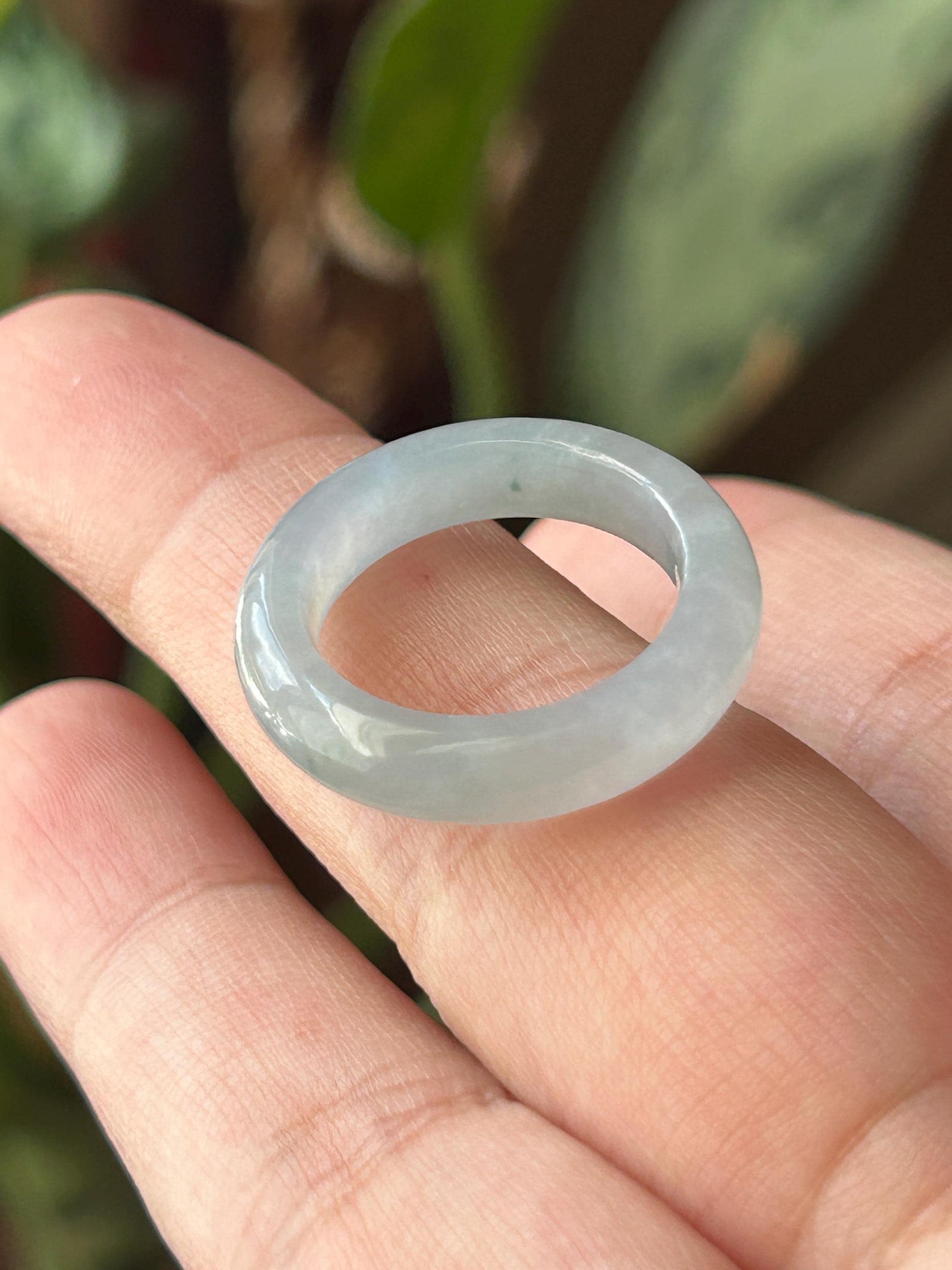 Certified Natural Jadeite Ring Band | Burmese Type A Translucent Icy Light Glacier Blue | US Size 5.75 | 16.3mm