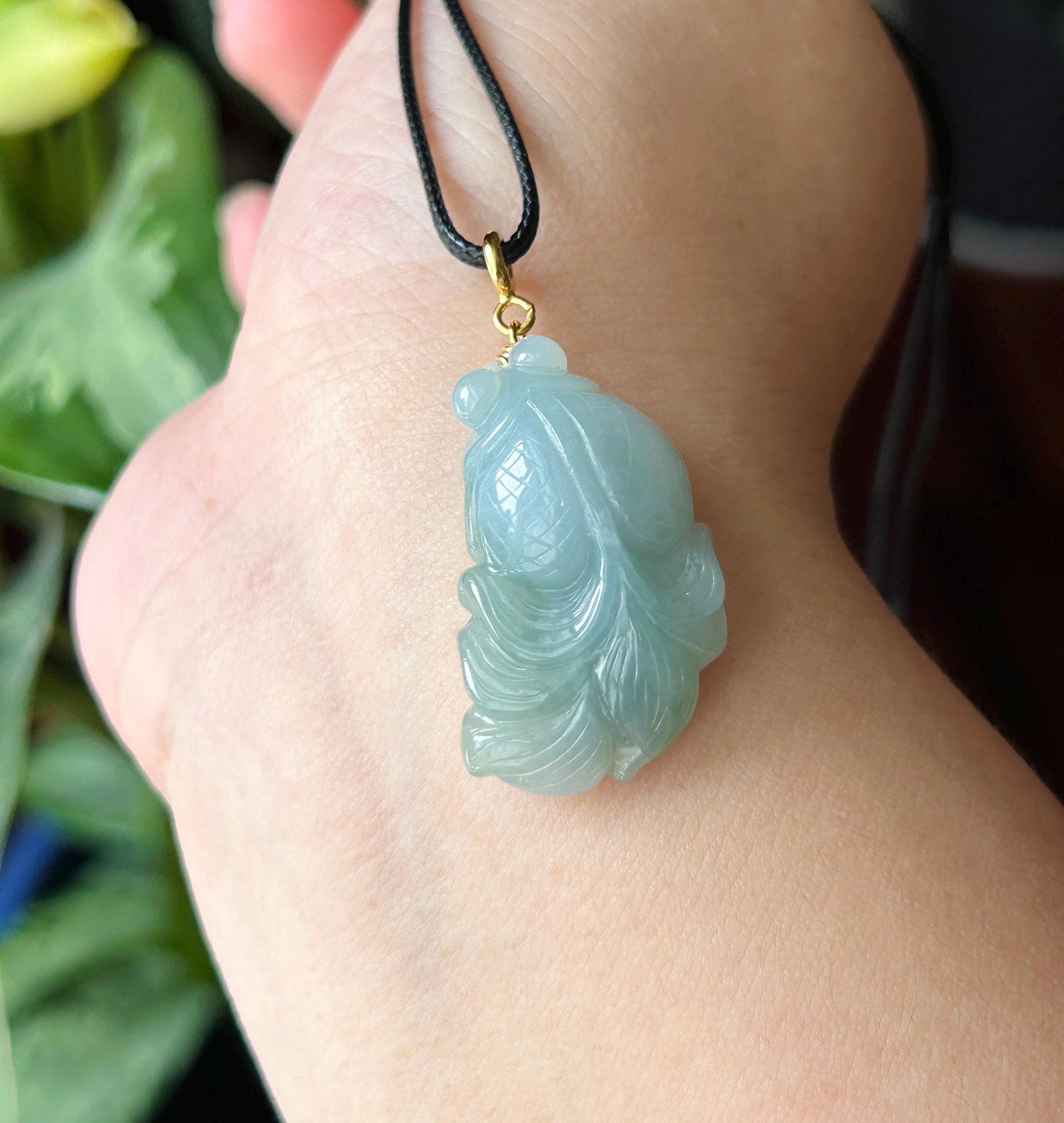 Natural Jadeite Goldfish Pendant | Burmese Type A Fine Glutinous Icy Misty Blue Jade | Protection Amulet